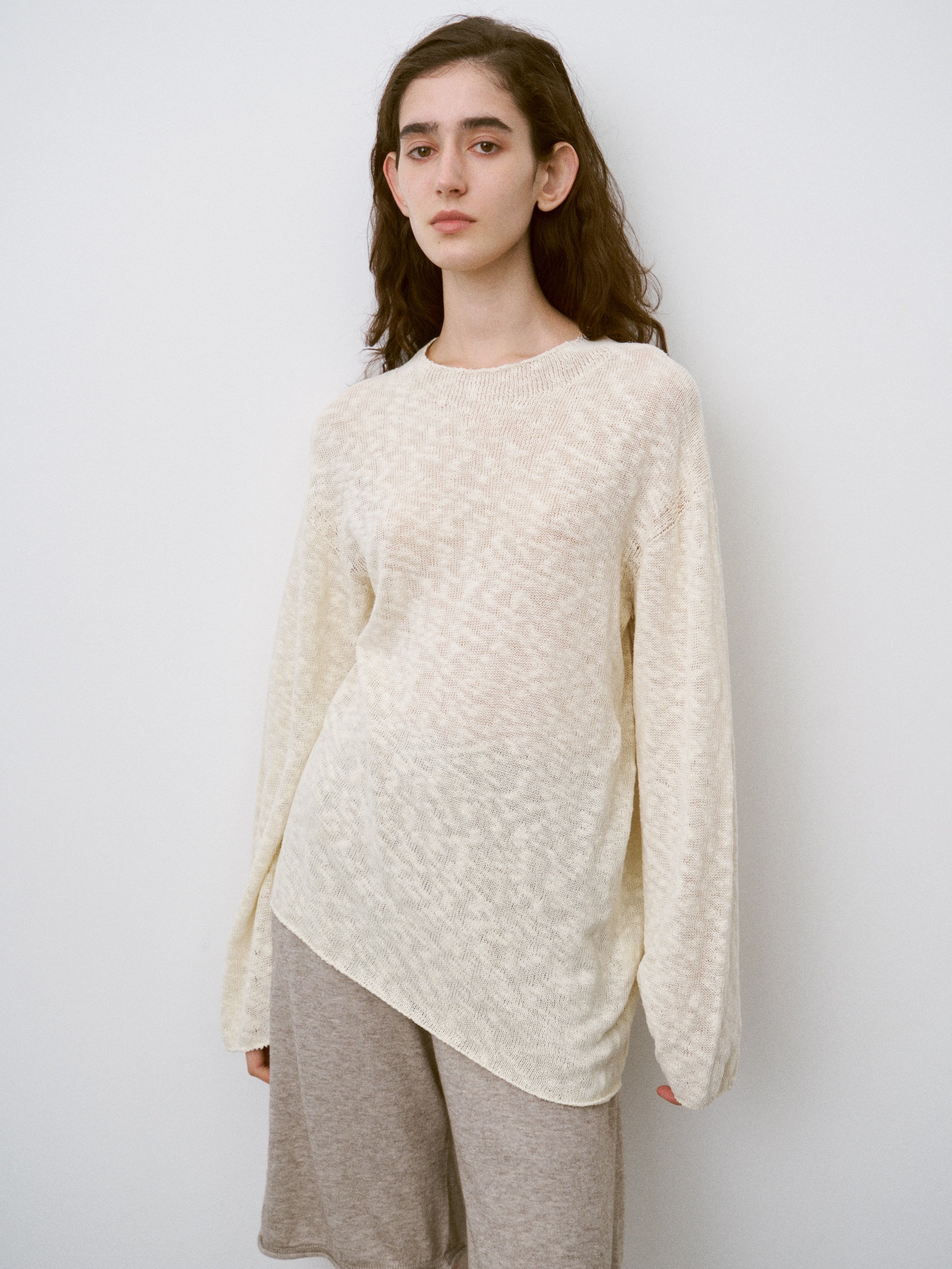 COTTON & SILK SLUB YARN BOTTLE-NECK P/O