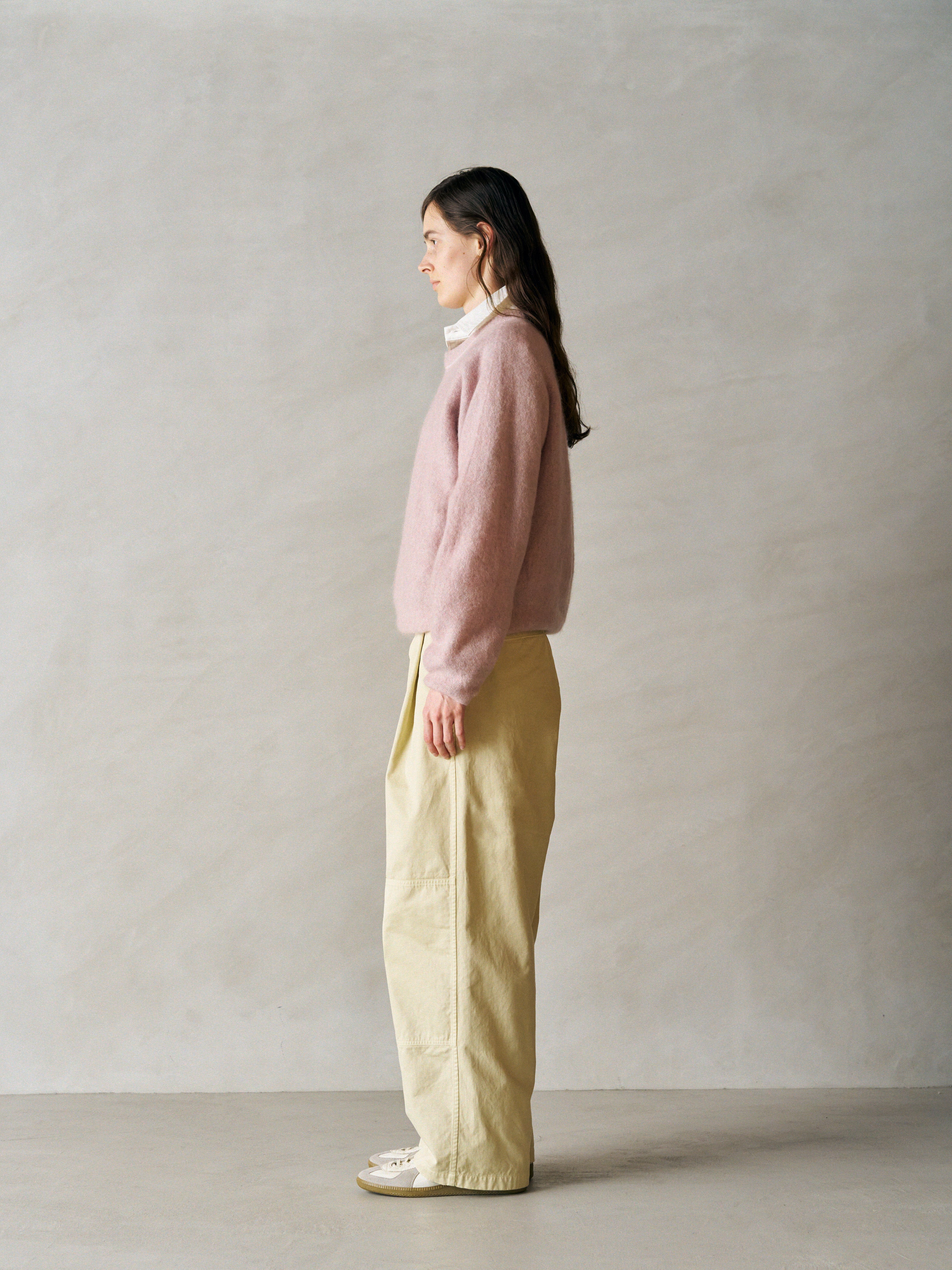 FINX COTTON × SLUB YARN MICRO BRUSHED SATIN DOUBLE KNEE PANTS