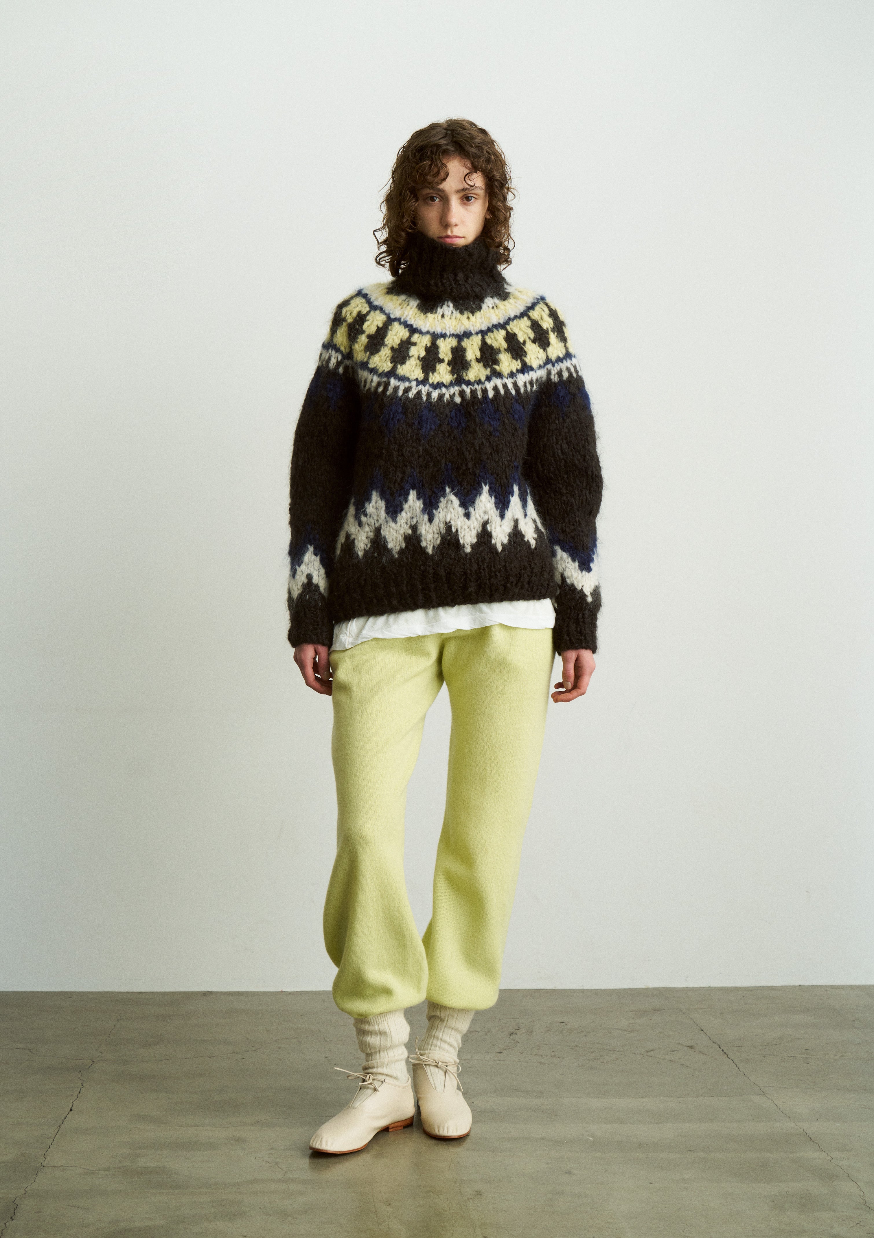 MOHAIR BLEND HAND-KNIT HIGH-NECK P/O