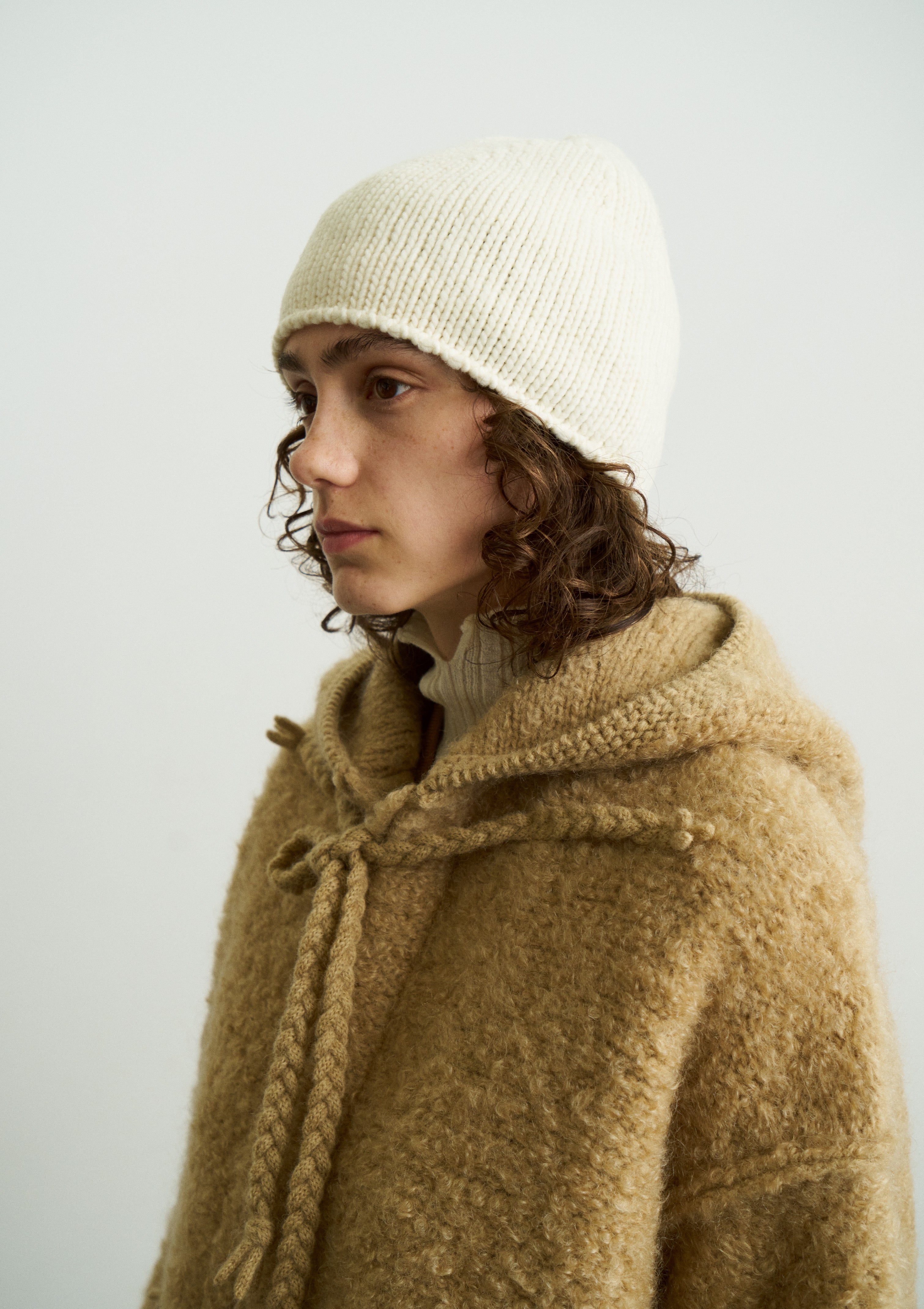 FRENCH MERINO FELT YARN CHUNKY-KNIT BEANIE