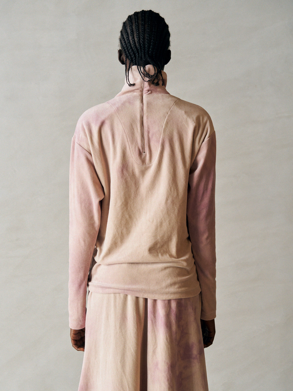 TIE-DYED COTTON VELOUR HIGH-NECK P/O