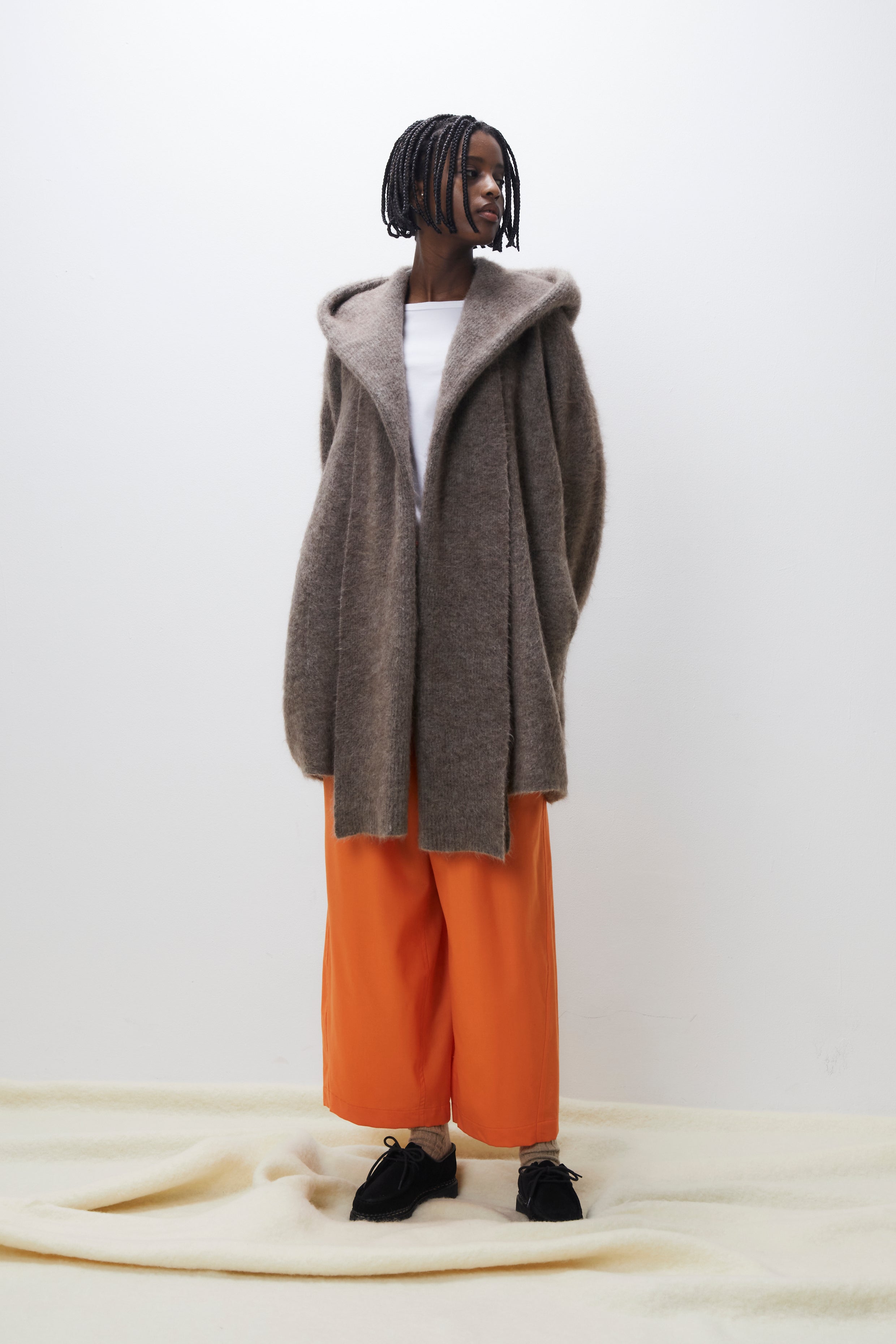 stretch superkid mohair hooded stole