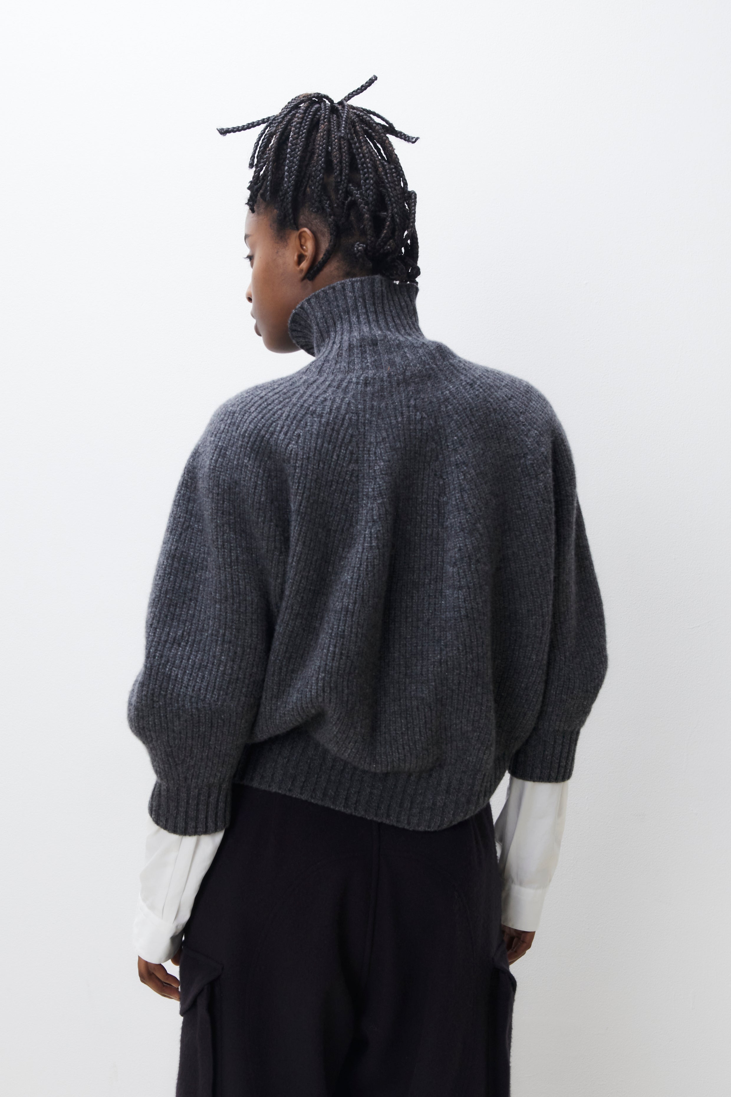 superfine lambs wool ribbed-knit high neck sweater