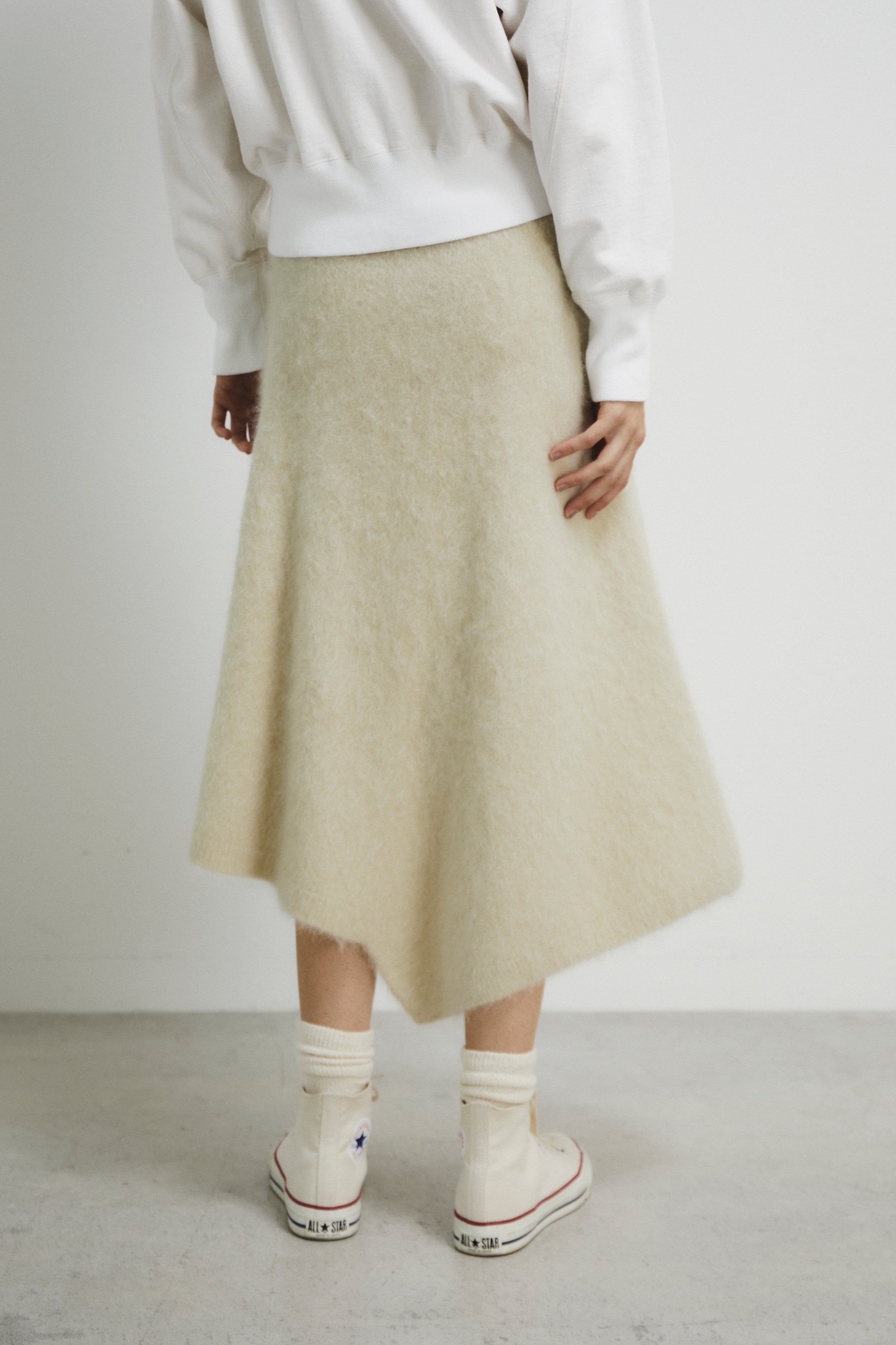royal baby alpaca fur asymmetry knit skirt