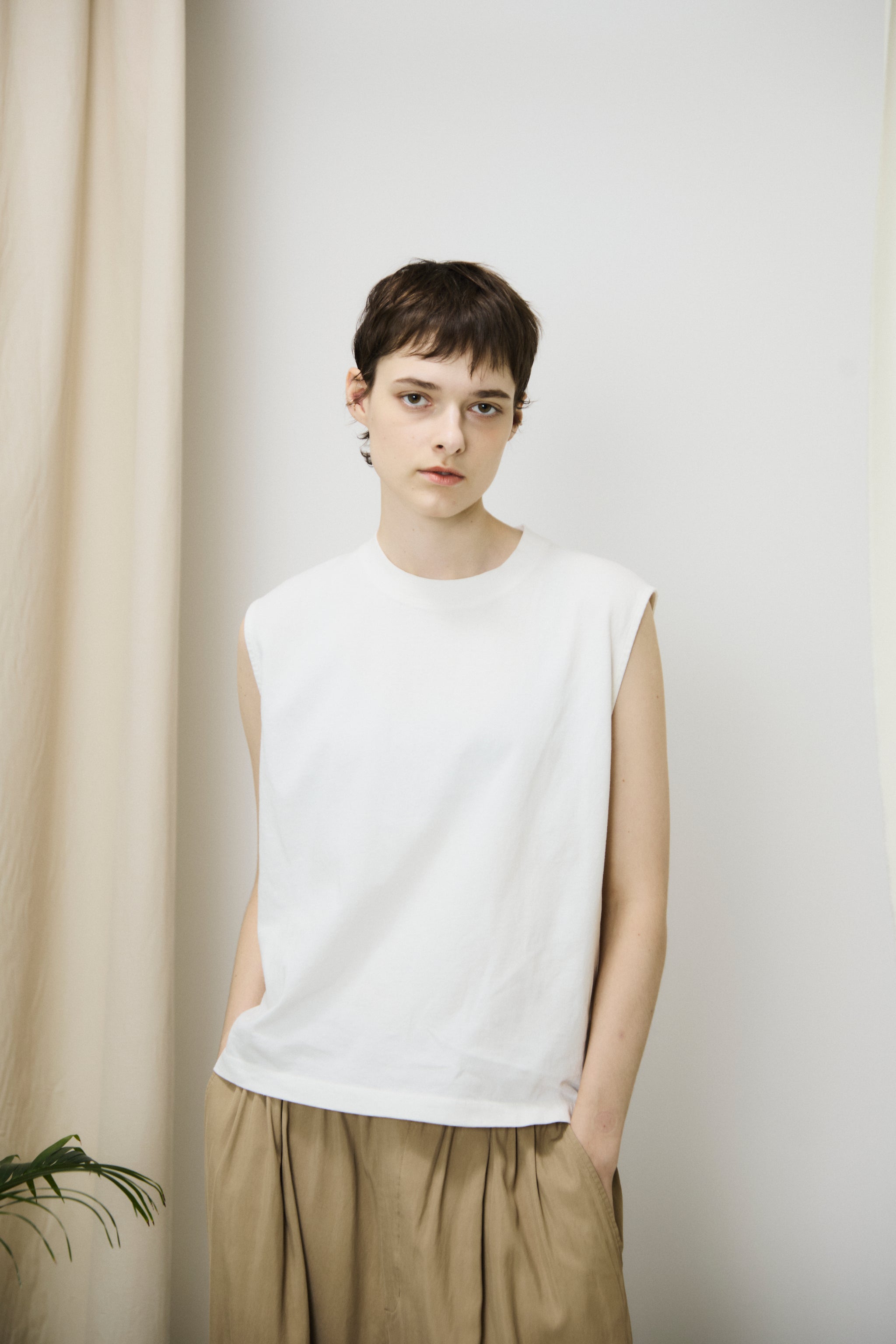 トップス Cotton Jersey Sleeveless Big Tee 別注 COTTON JERSEY SLEEVELESS T-SHIRT(36 BEIGE): CINOH