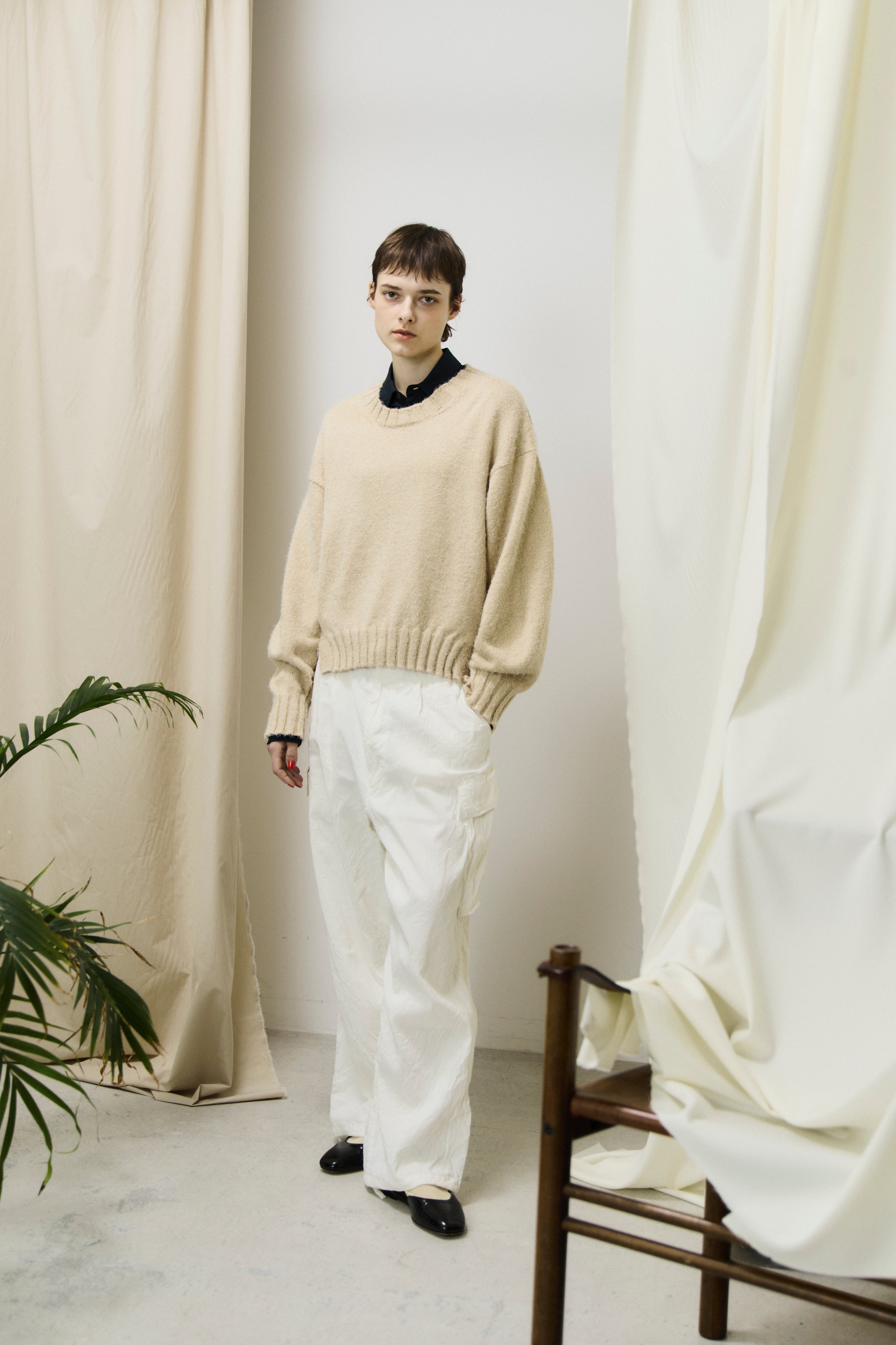 cotton & silk shaggy sweater