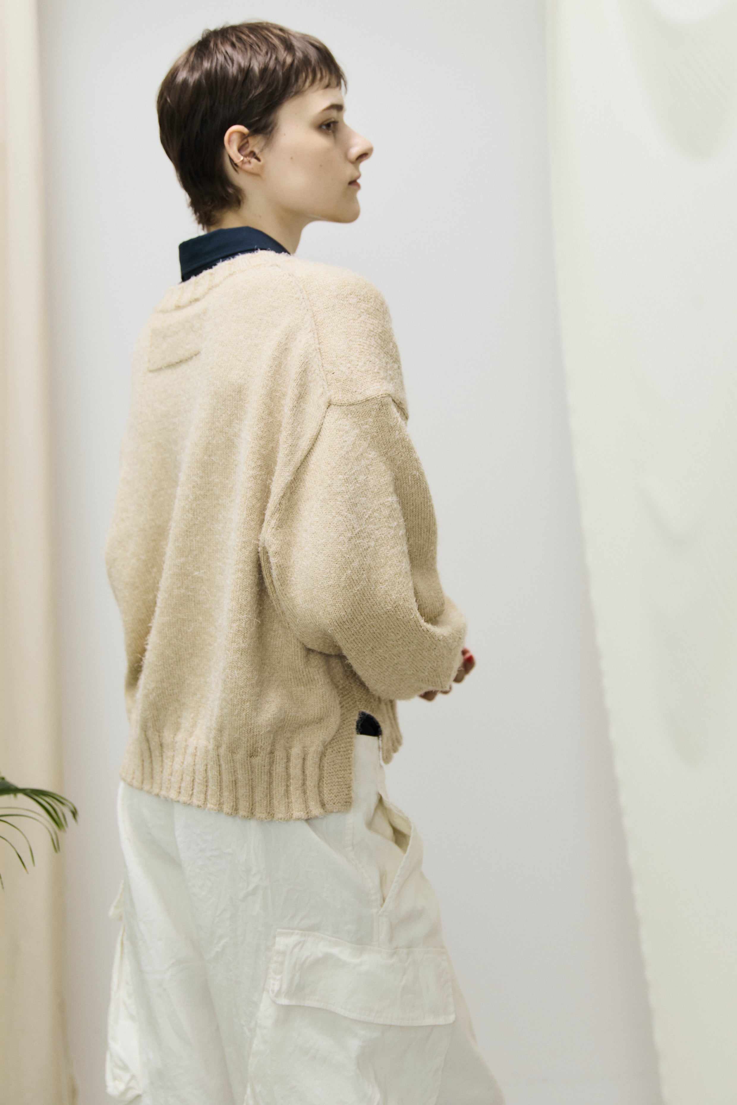 cotton & silk shaggy sweater