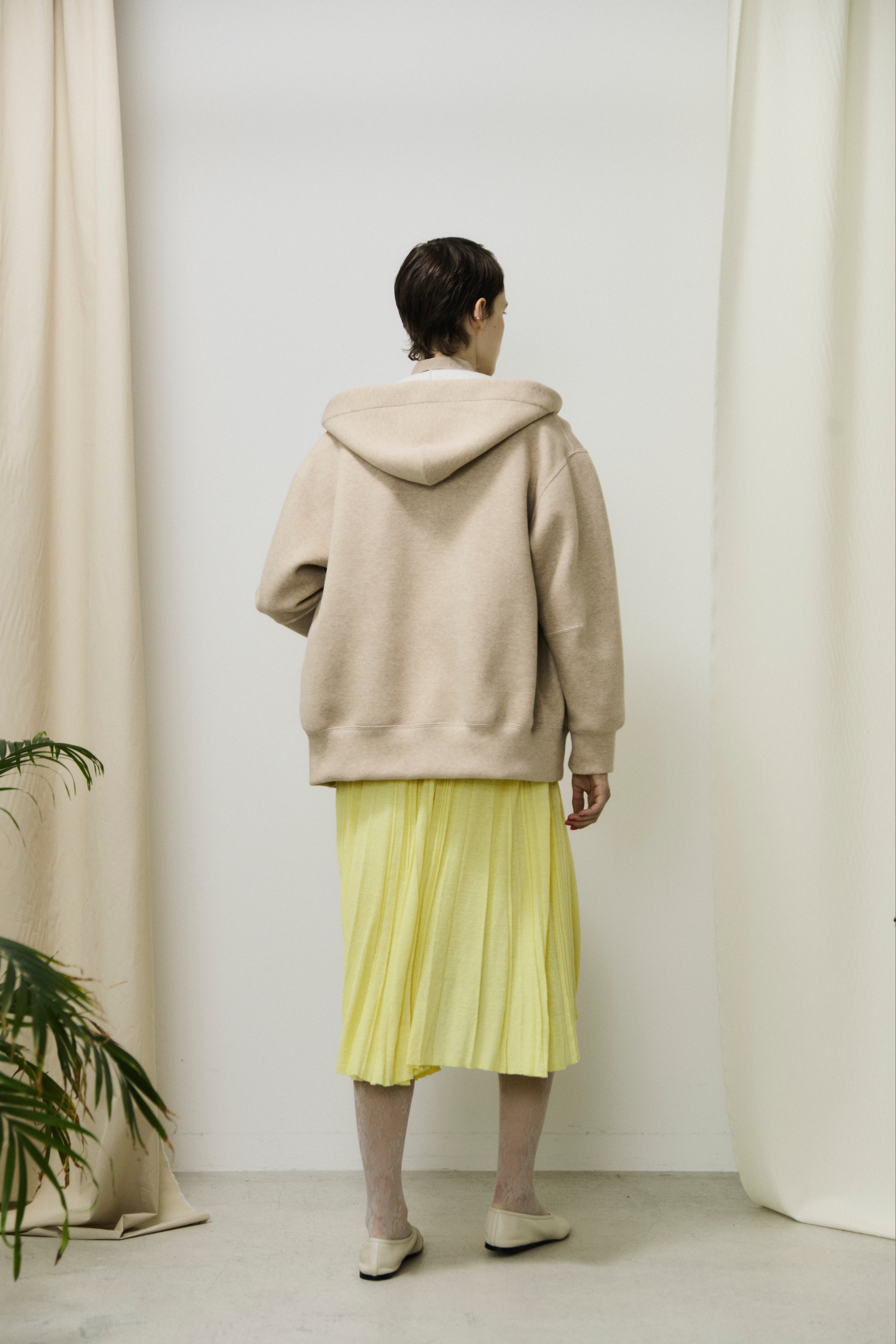 double faced jersey oversized zip parka
