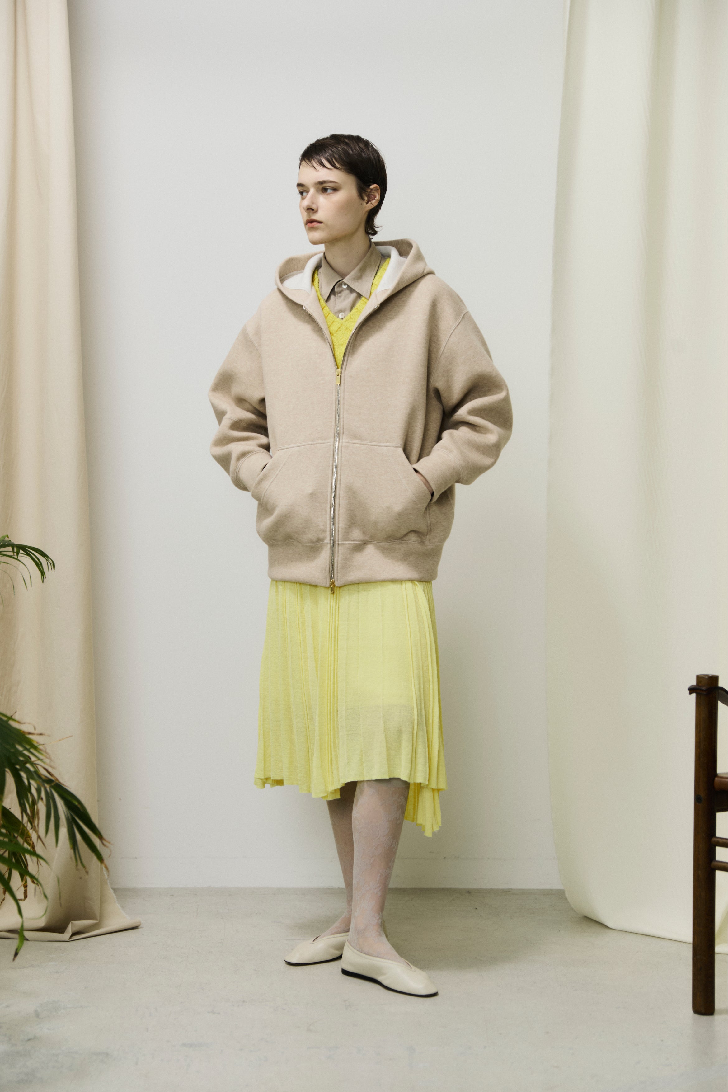 double faced jersey oversized zip parka