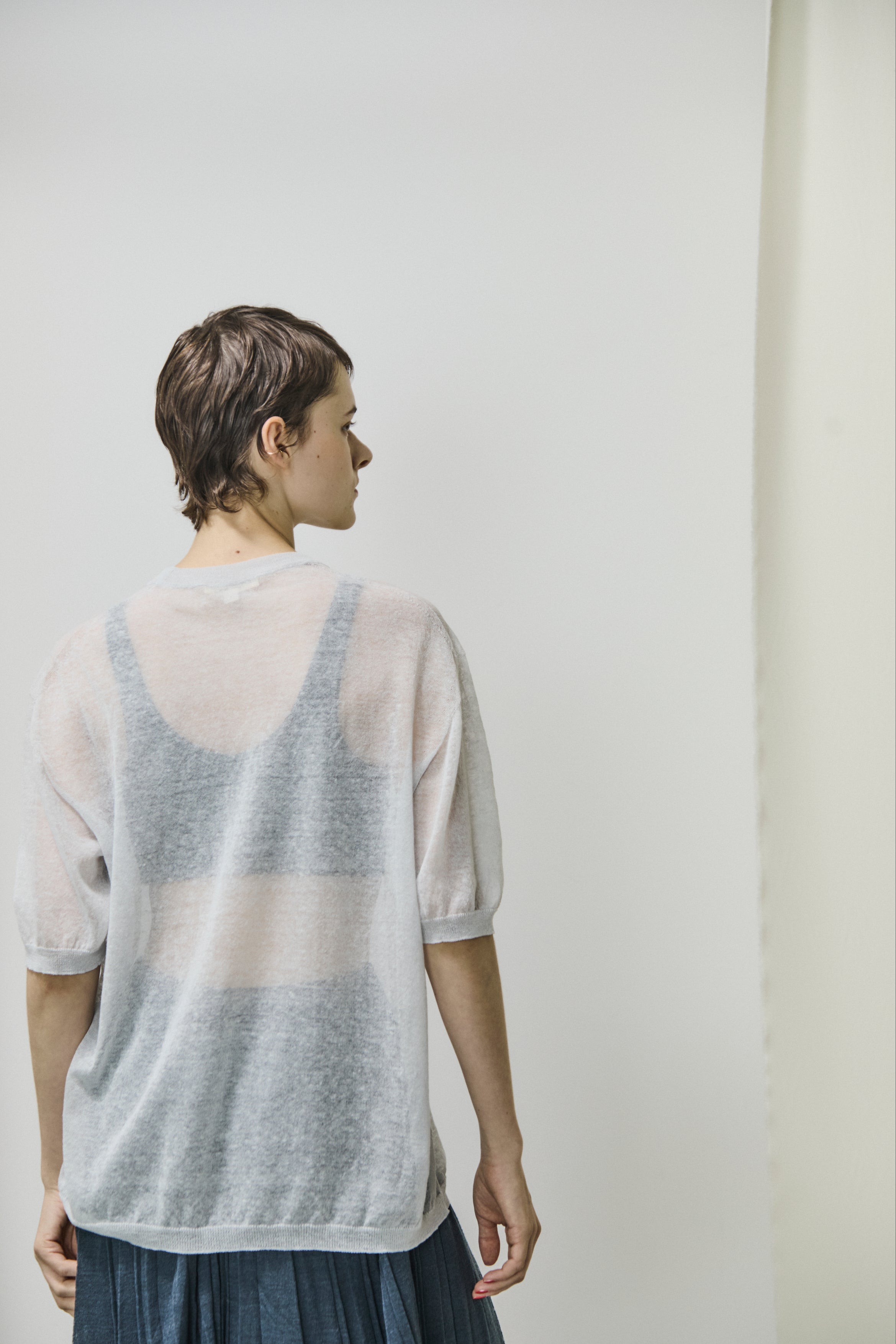 high-count linen oversized knit-Tee