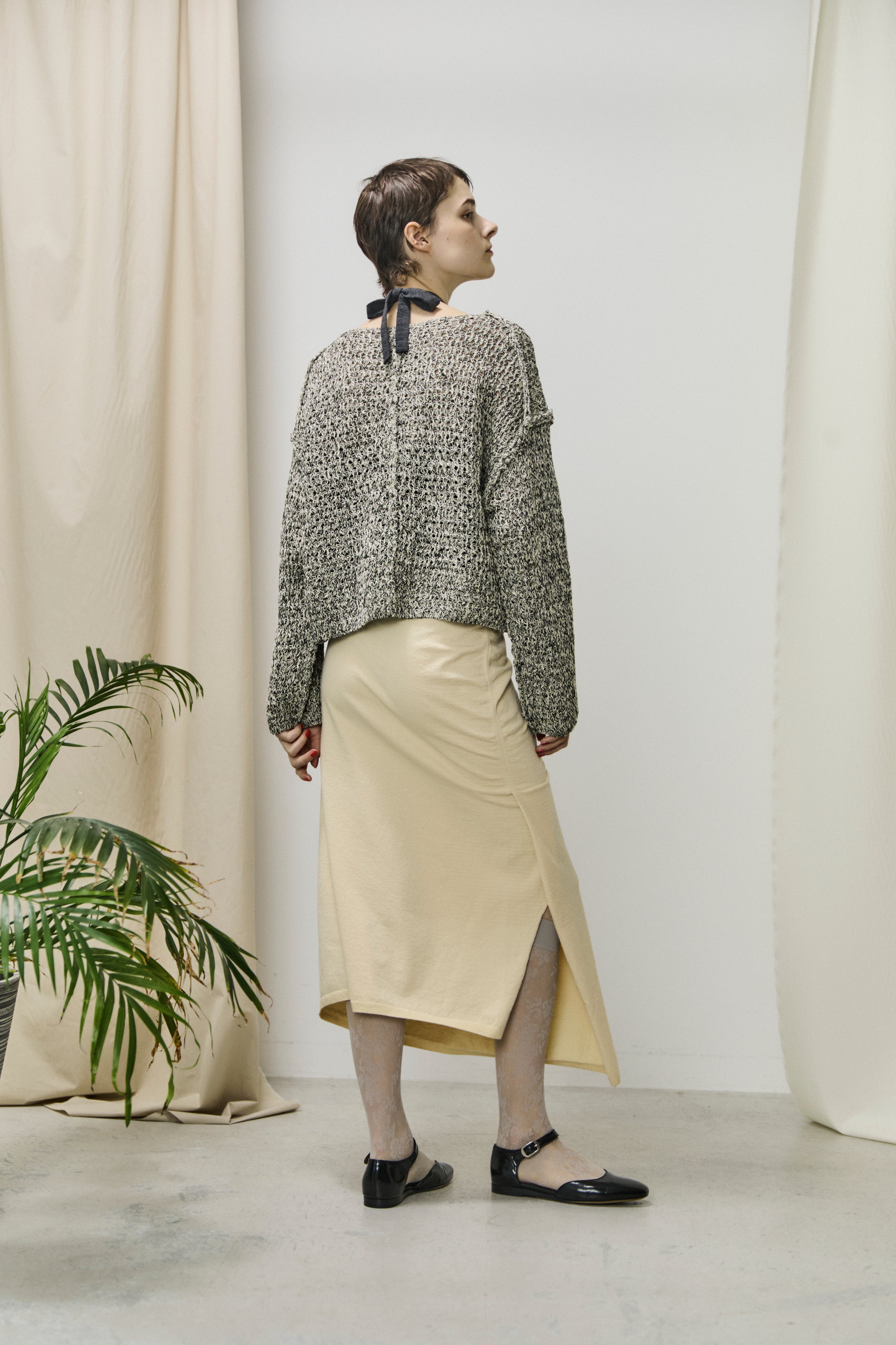 stretch organic cotton midi skirt