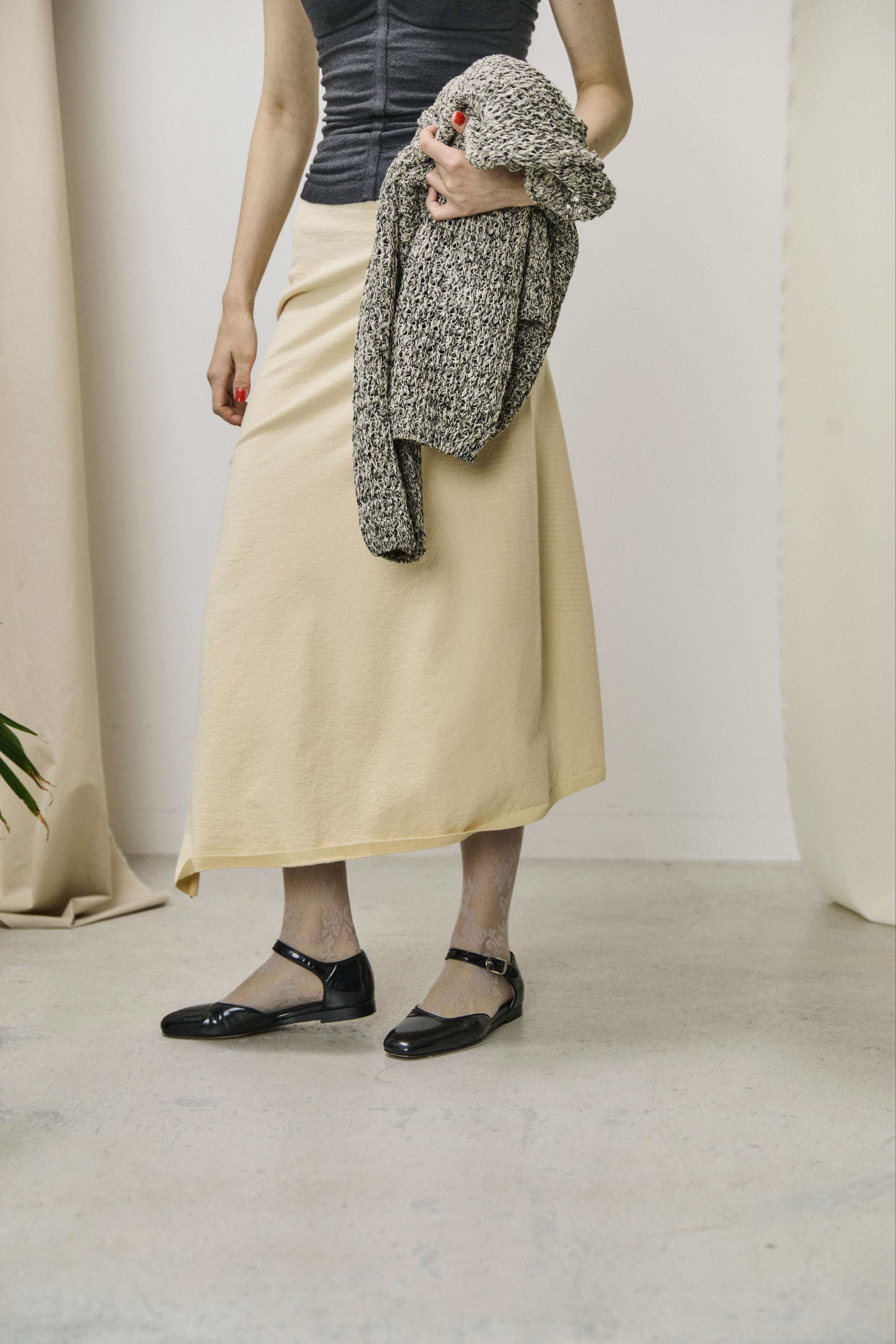 stretch organic cotton midi skirt