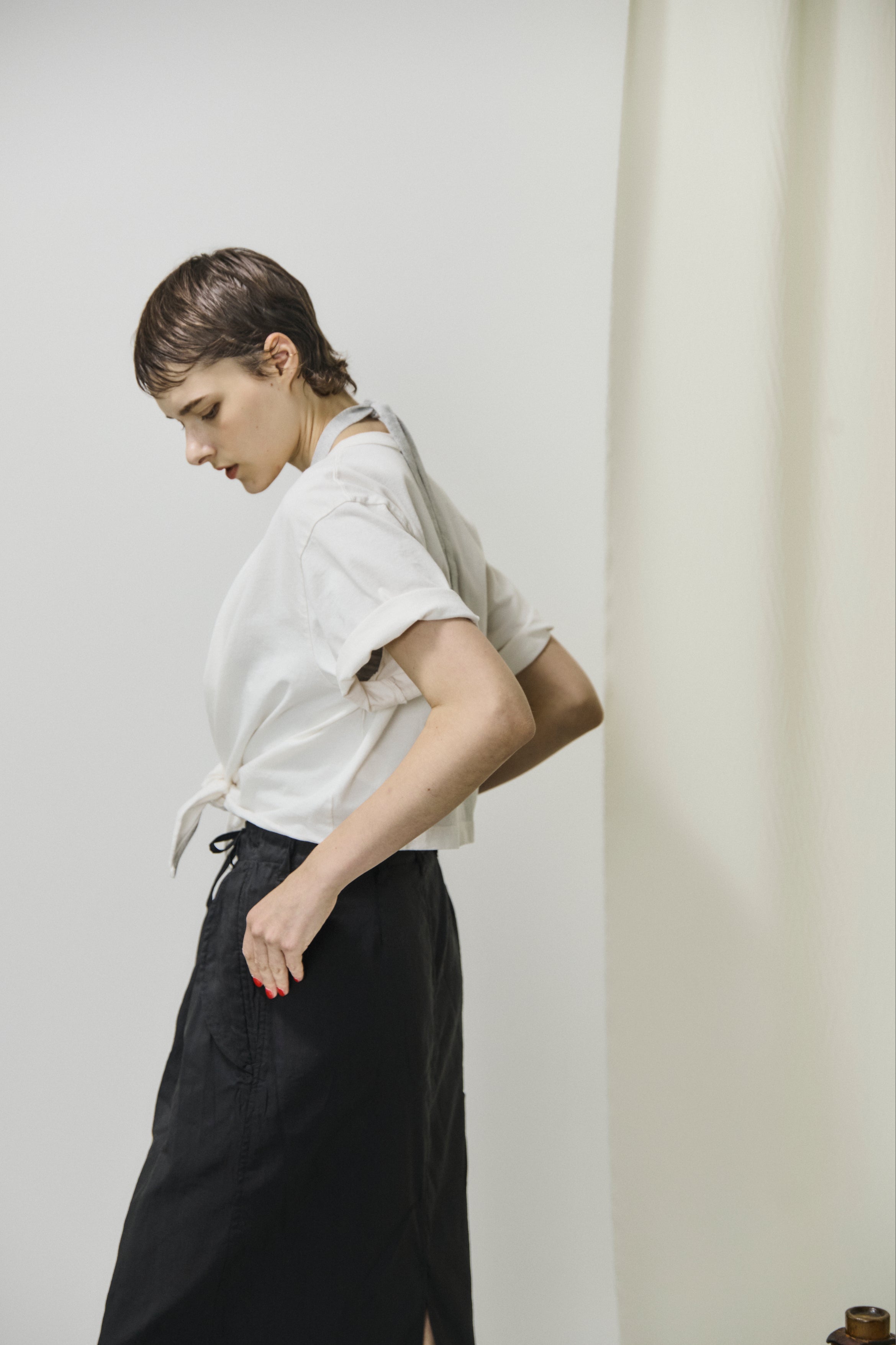 dry touch cotton jersey front-tie T-cardigan