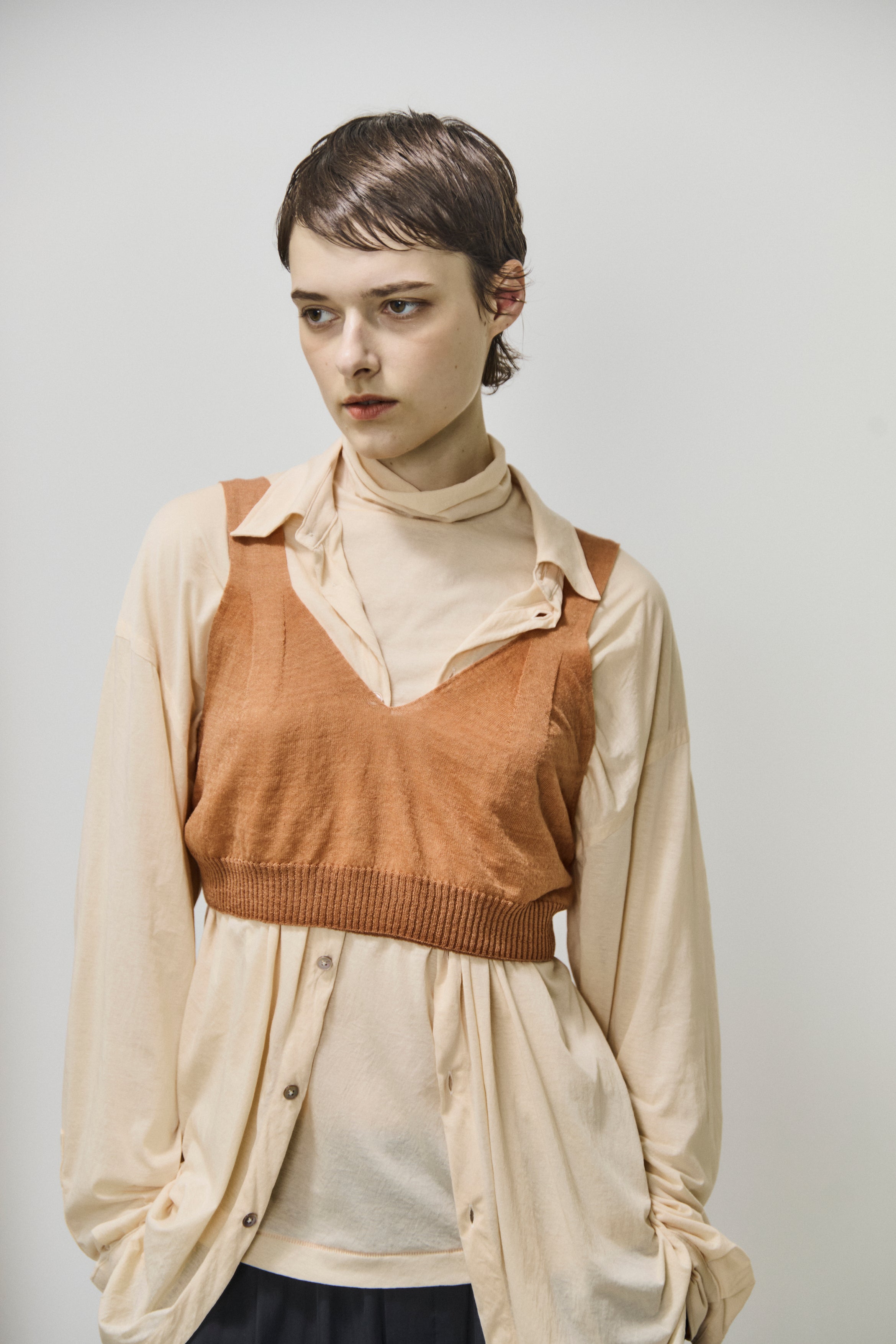 high-count linen knit bra top