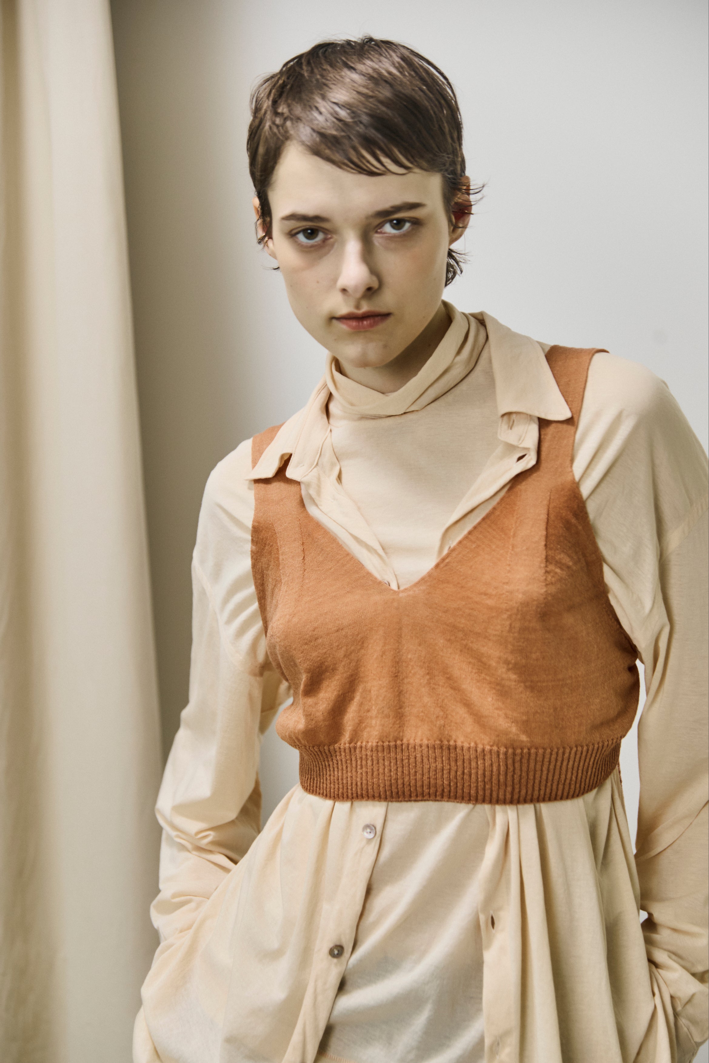 high-count linen knit bra top