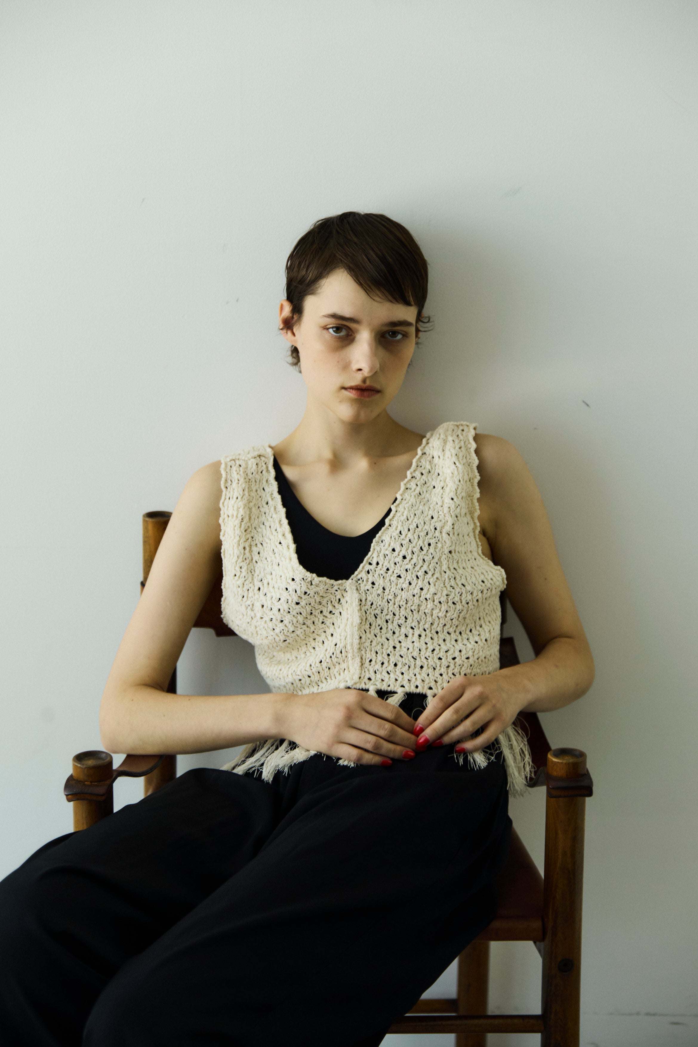 double honeycomb mesh fringed top