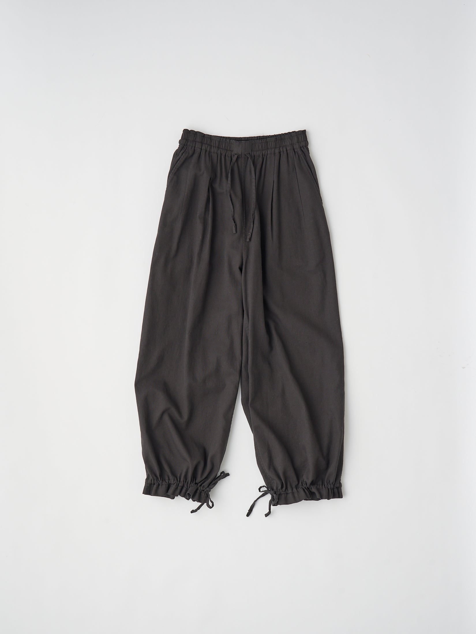 egyptian cotton panama drawstring wide-leg pants