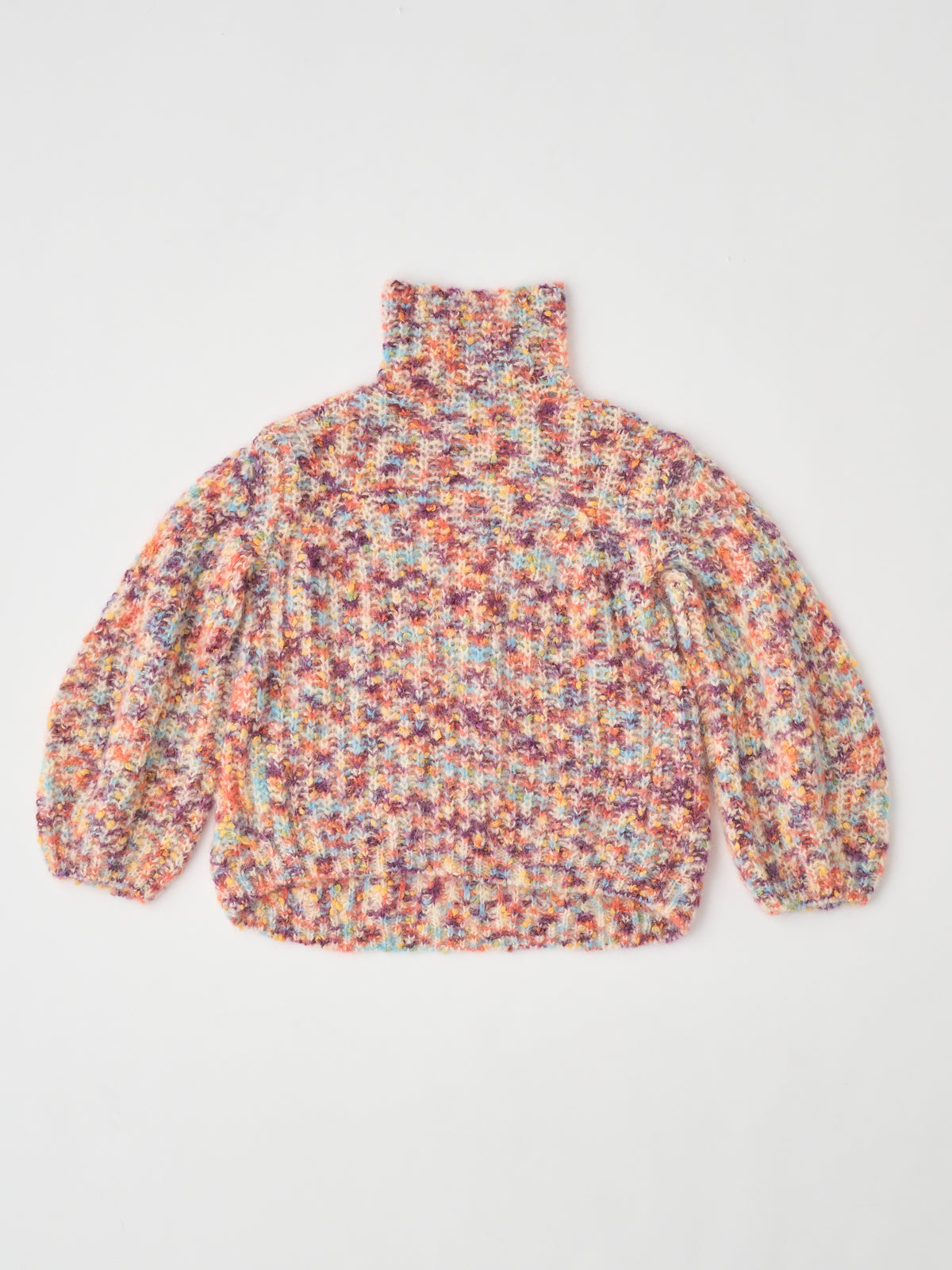SUPERKID MOHAIR & COTTON NEP YARN RIBBED-KNIT HIGH-NECK P/O