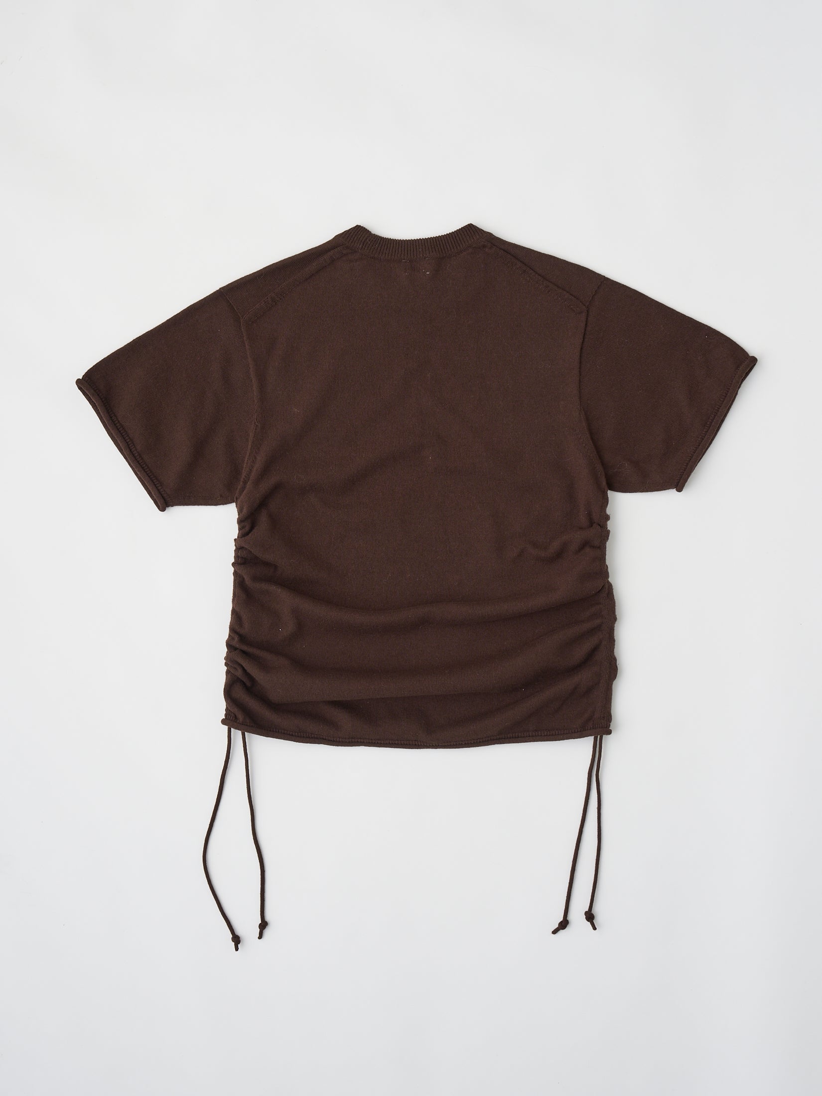 BRUSHED SILK COTTON SHORT-SLEEVE GATHERED P/O