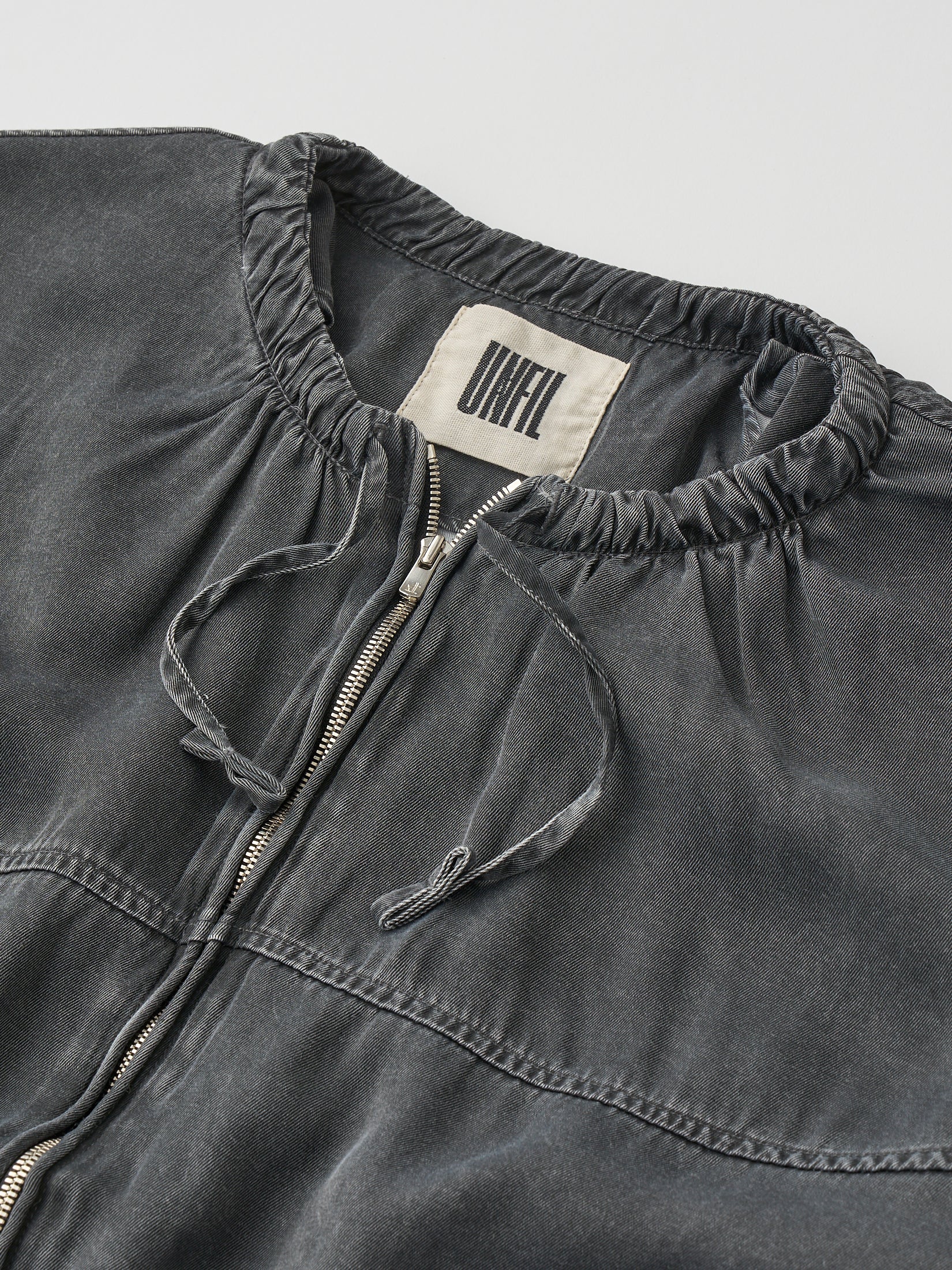 RAYON GABARDINE PIGMENT WASHED ZIP-UP BLOUSON