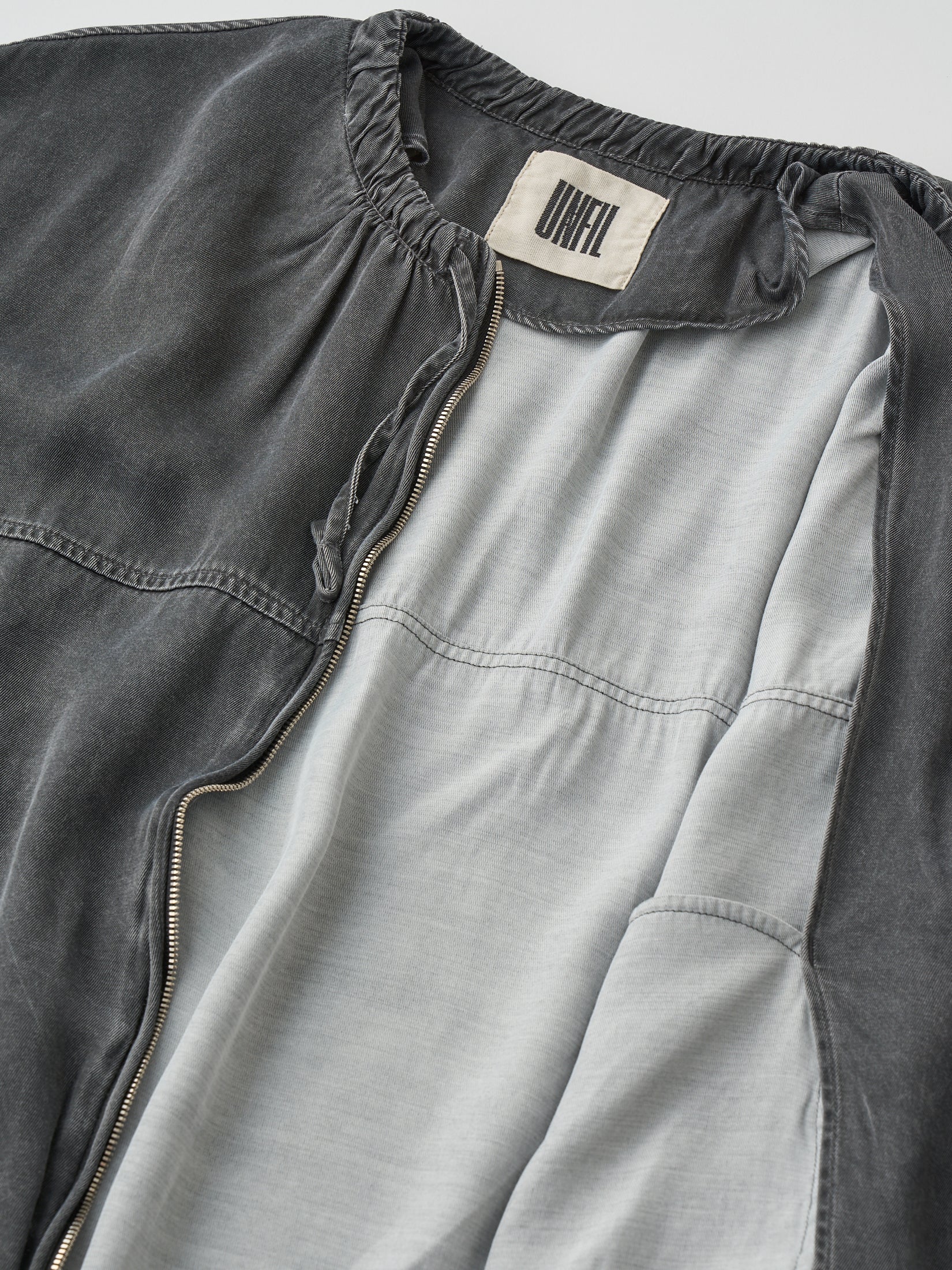 RAYON GABARDINE PIGMENT WASHED ZIP-UP BLOUSON