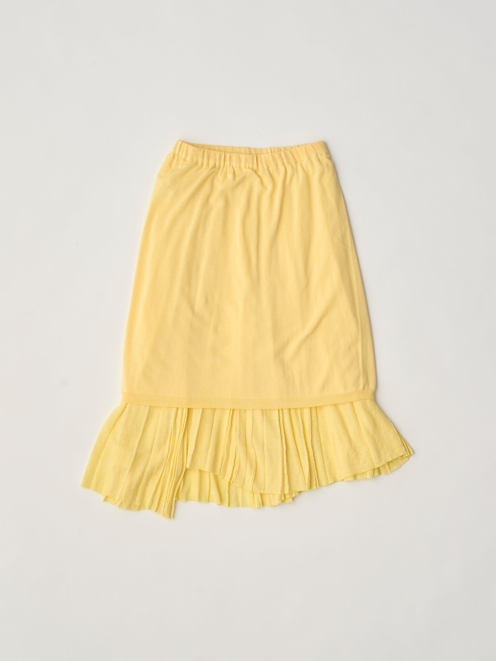 high-count linen pleated-knit skirt