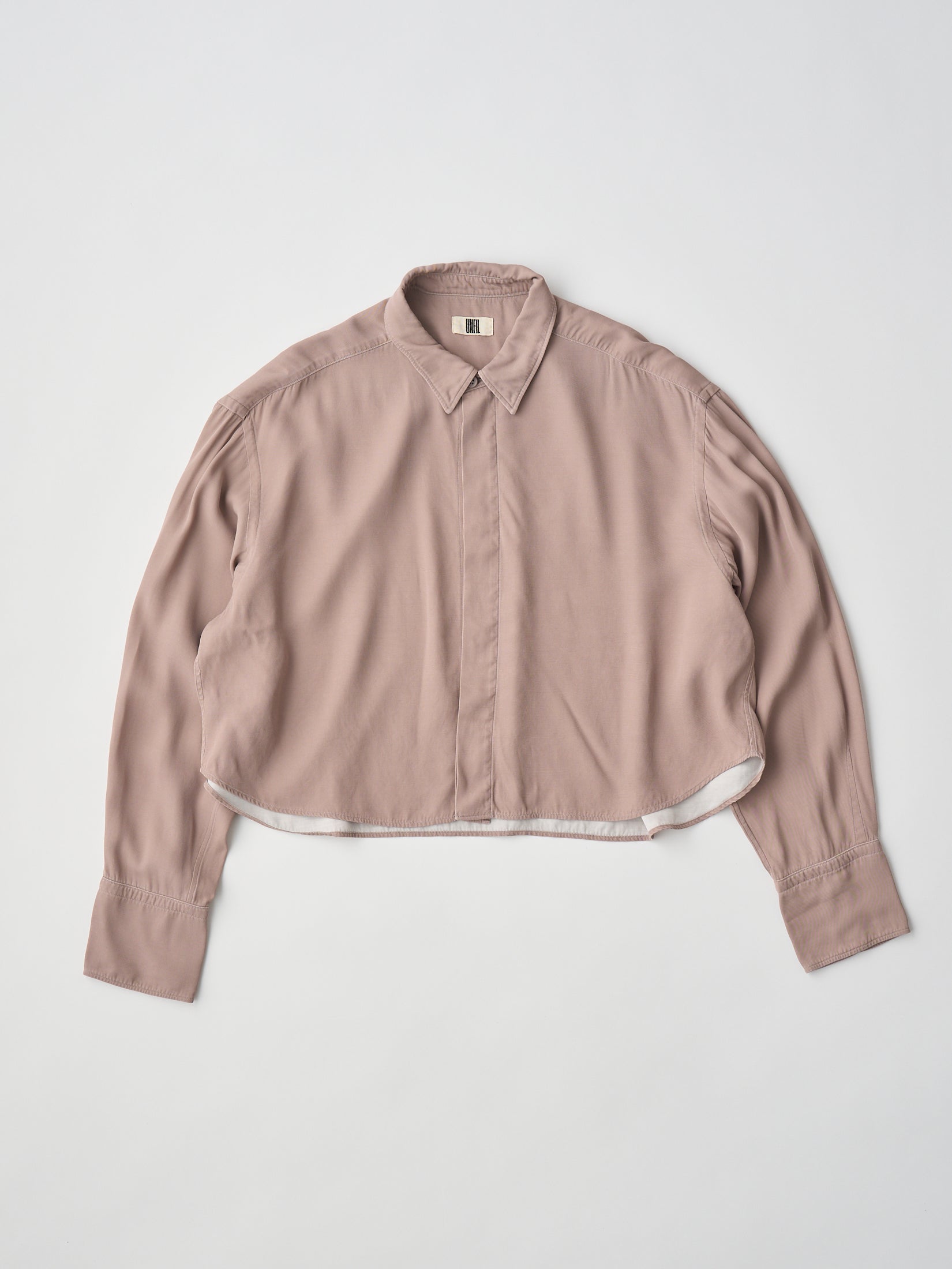 RAYON GABARDINE PIGMENT WASHED CROPPED SHIRT