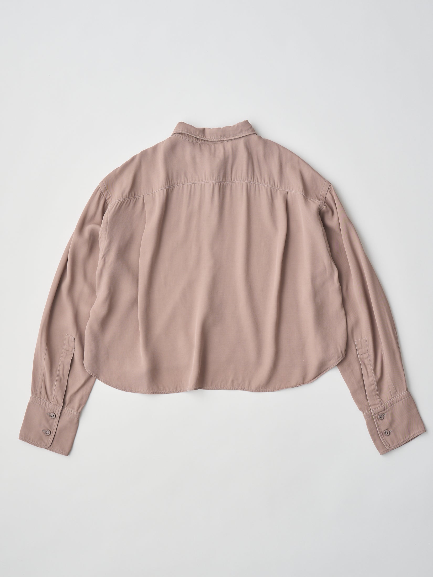 RAYON GABARDINE PIGMENT WASHED CROPPED SHIRT