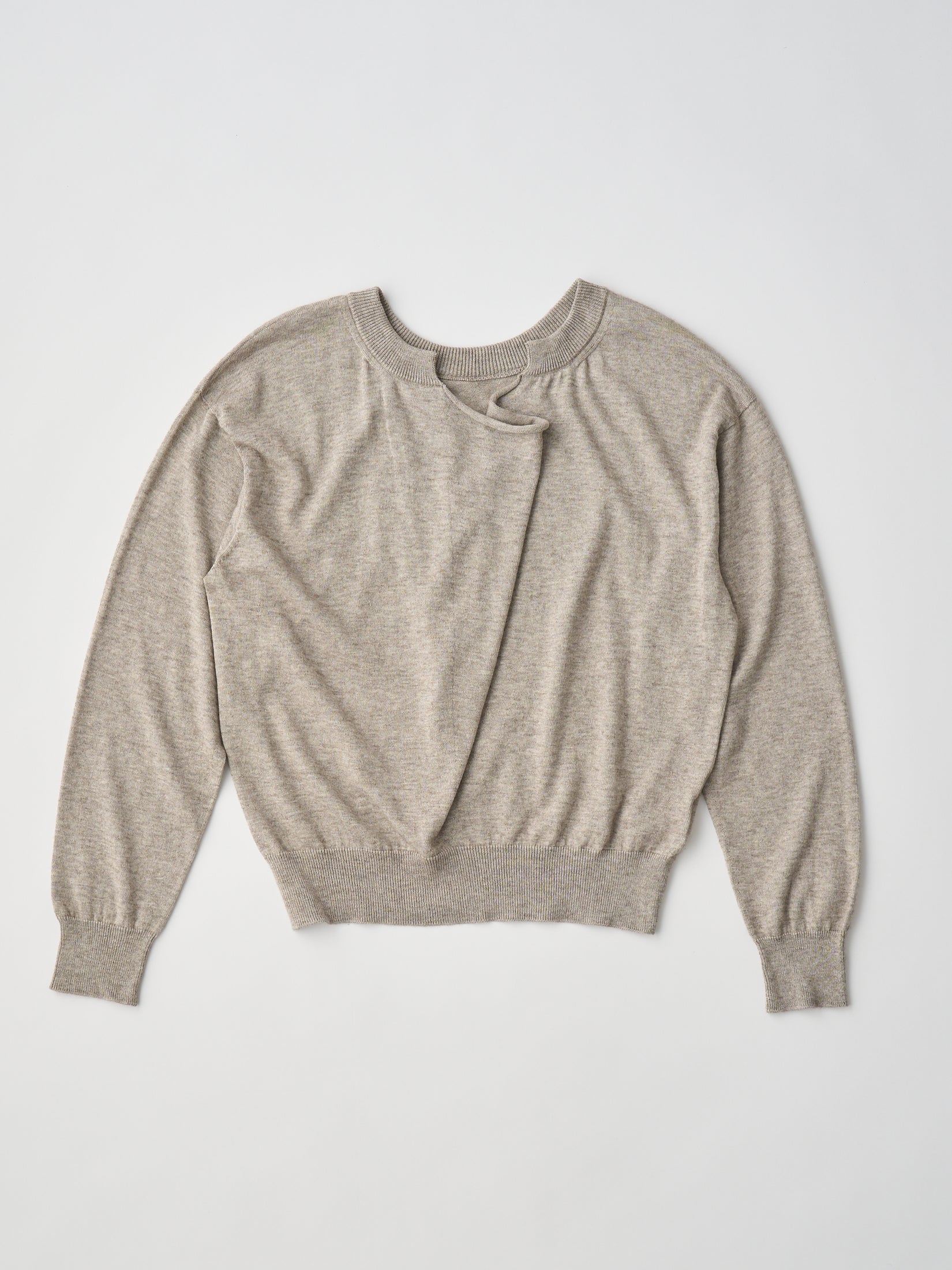SOFT YAK & COTTON DRAPED-FRONT KNIT P/O