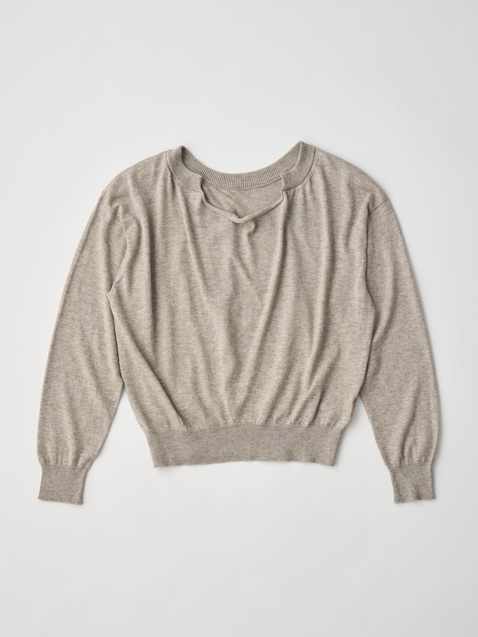 SOFT YAK & COTTON DRAPED-FRONT KNIT P/O