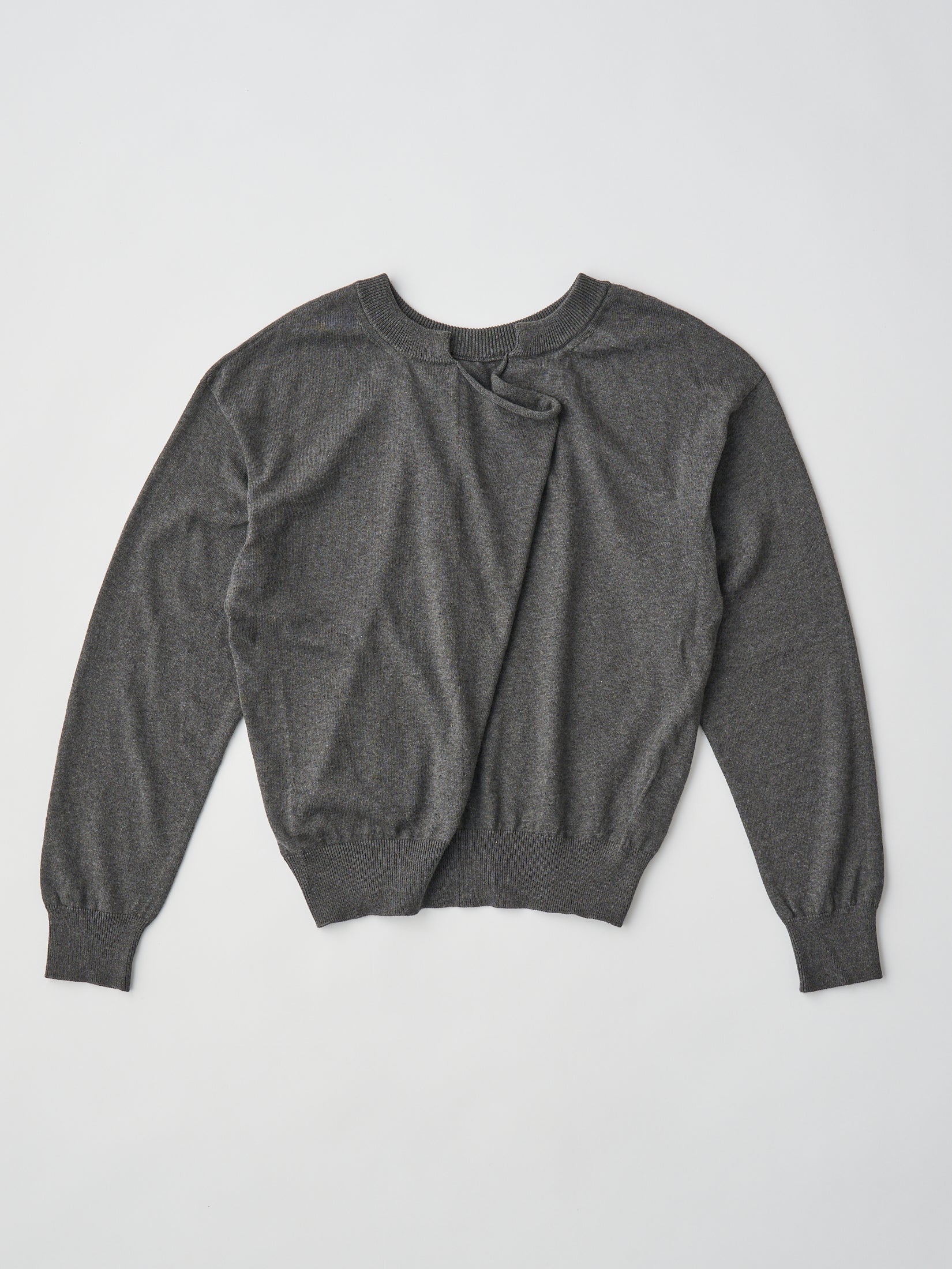 SOFT YAK & COTTON DRAPED-FRONT KNIT P/O