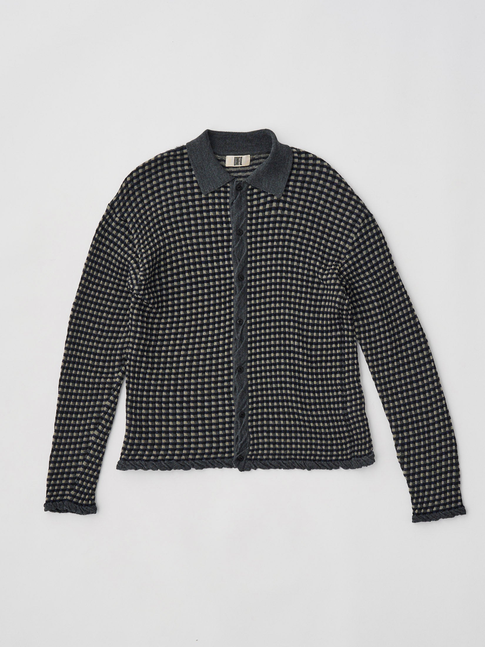HIGH TWISTED WOOL JQ PATTERN KNIT SHIRTS