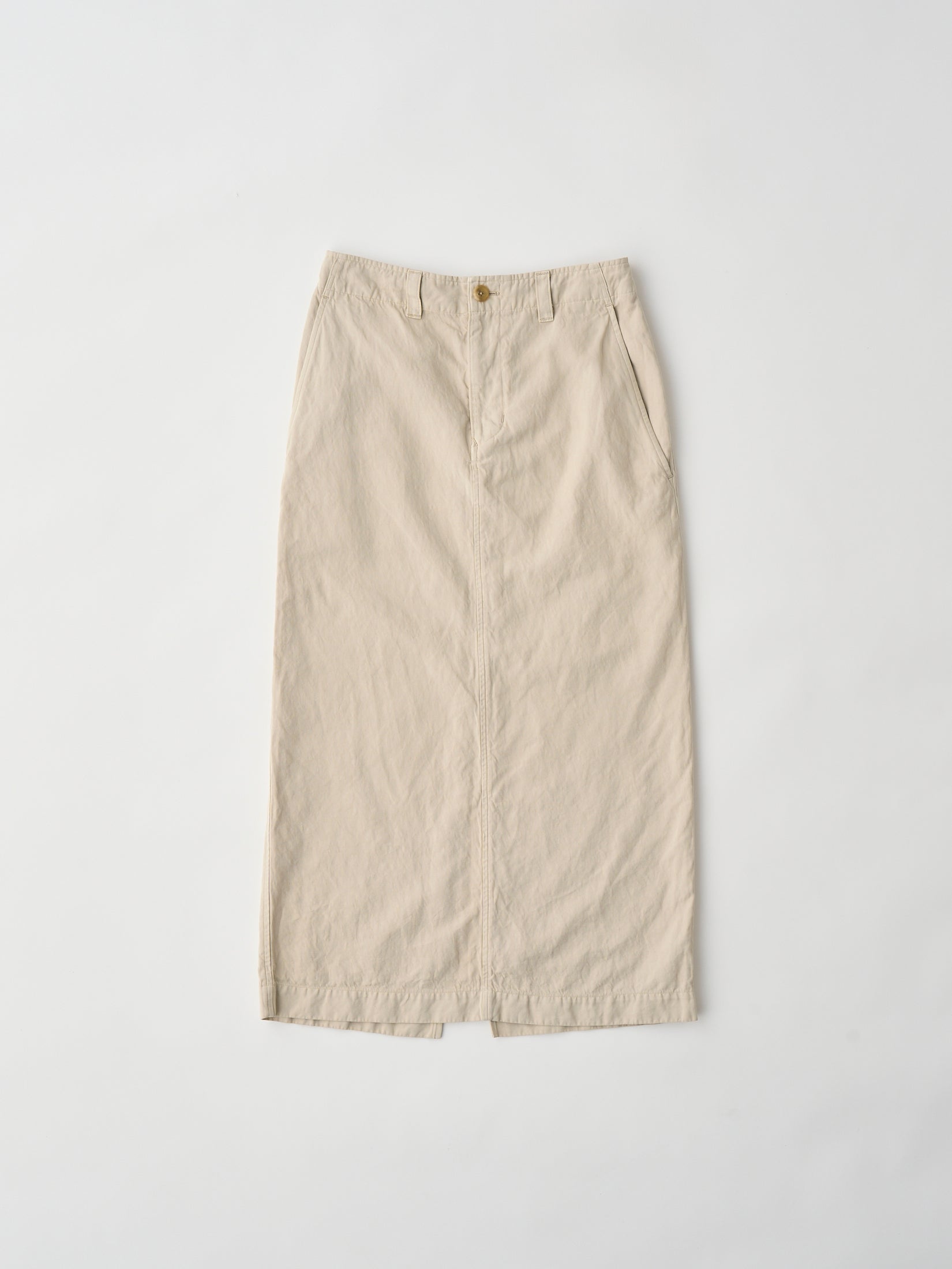 COTTON & LINEN GARMENT DYEING MAXI SKIRT