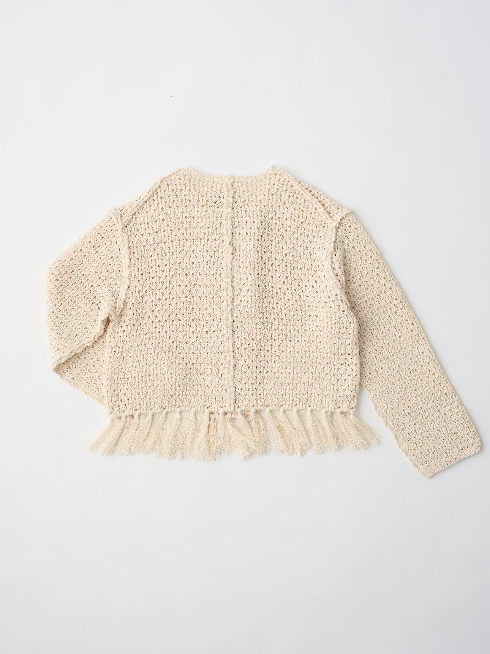 double honeycomb mesh fringed cardigan