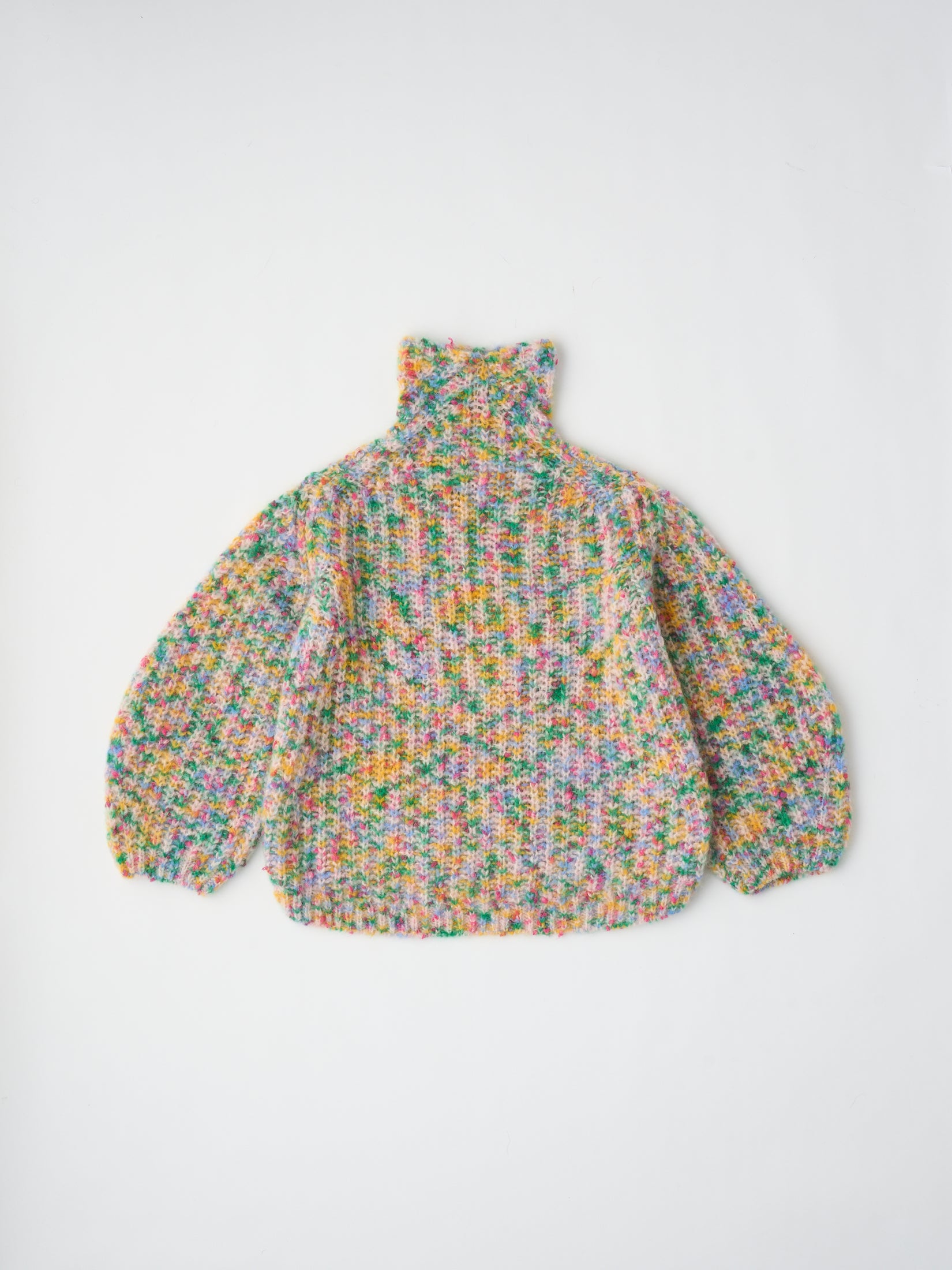 SUPERKID MOHAIR & COTTON NEP YARN RIBBED-KNIT HIGH-NECK P/O