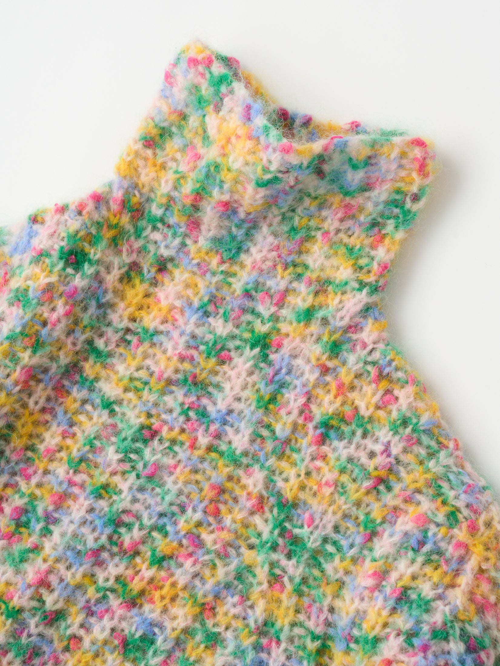 SUPERKID MOHAIR & COTTON NEP YARN RIBBED-KNIT HIGH-NECK P/O