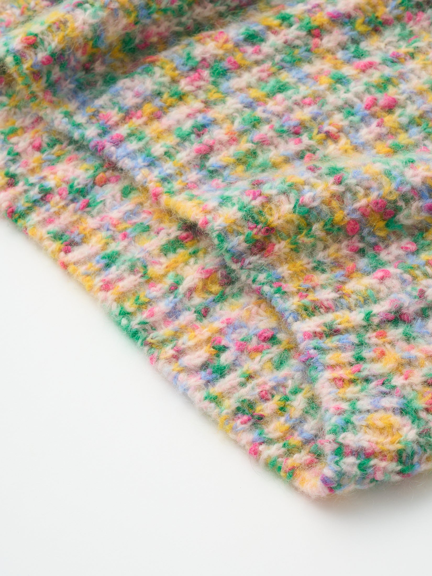 SUPERKID MOHAIR & COTTON NEP YARN RIBBED-KNIT HIGH-NECK P/O