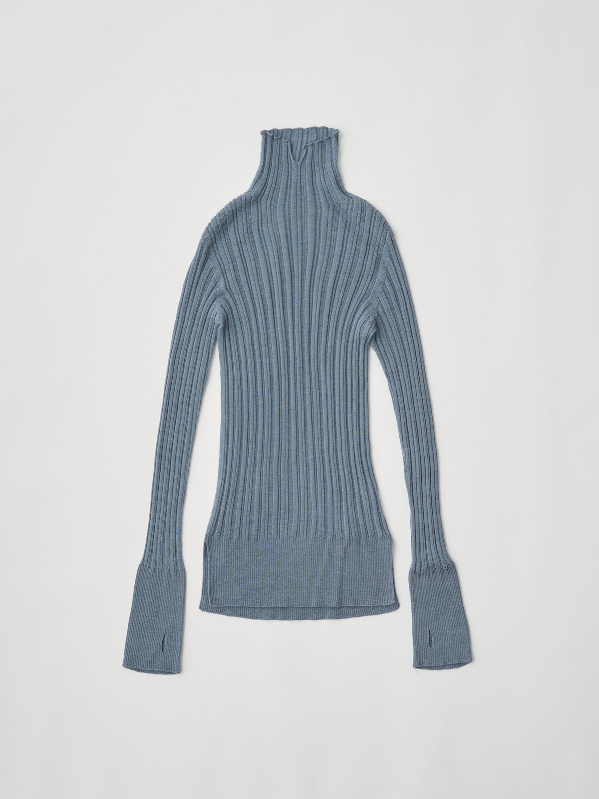 ROYAL BABY ALPACA RANDOM RIBBED-KNIT HIGH-NECK P/O