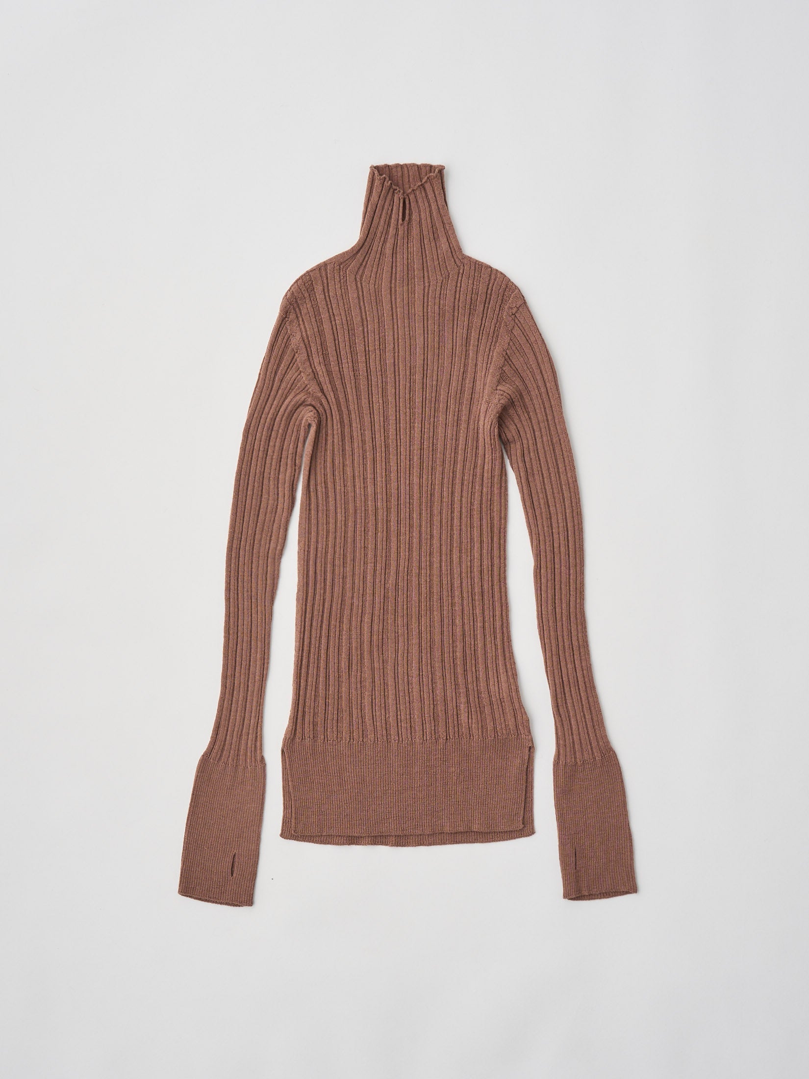 ROYAL BABY ALPACA RANDOM RIBBED-KNIT HIGH-NECK P/O
