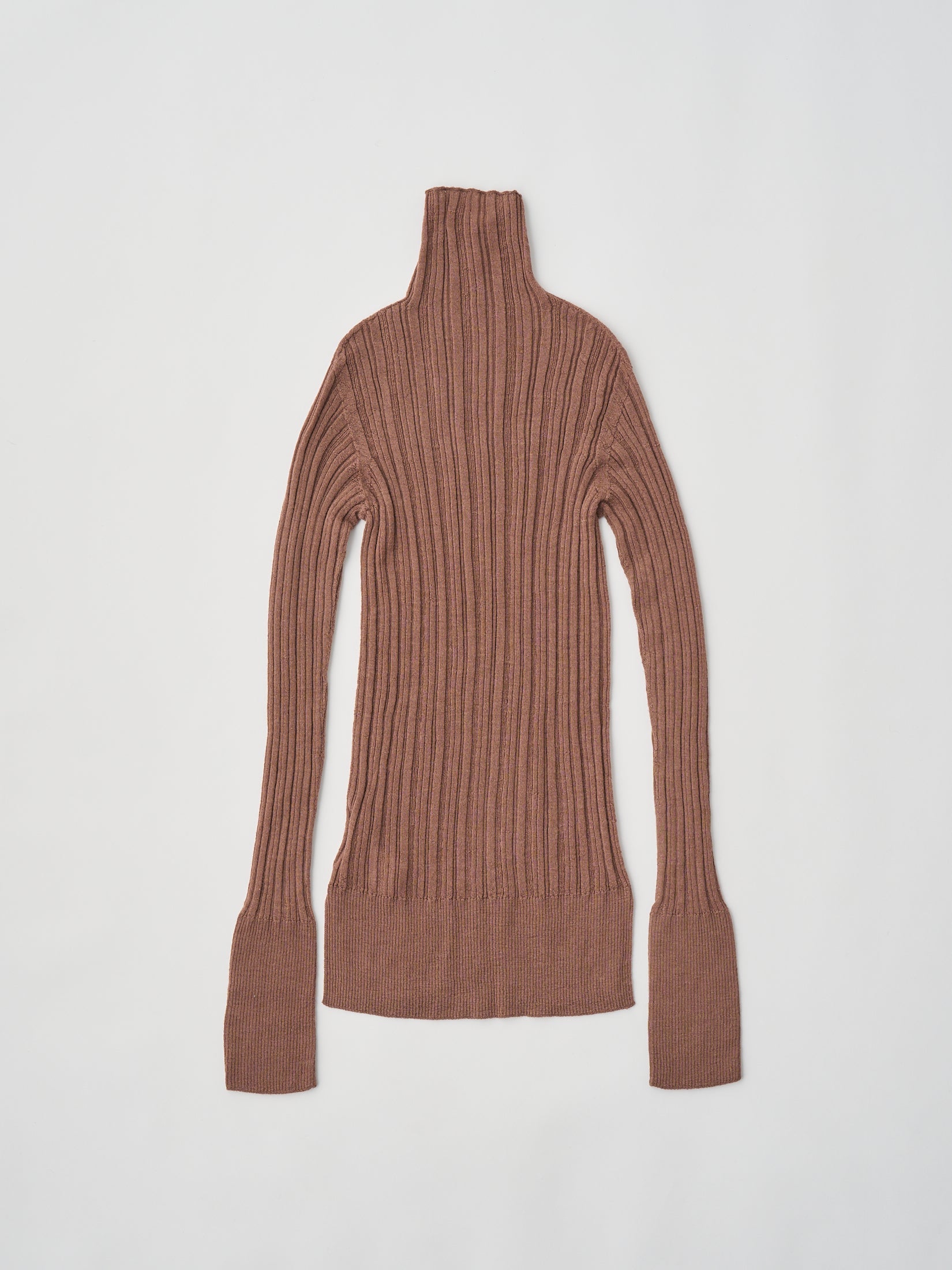 ROYAL BABY ALPACA RANDOM RIBBED-KNIT HIGH-NECK P/O