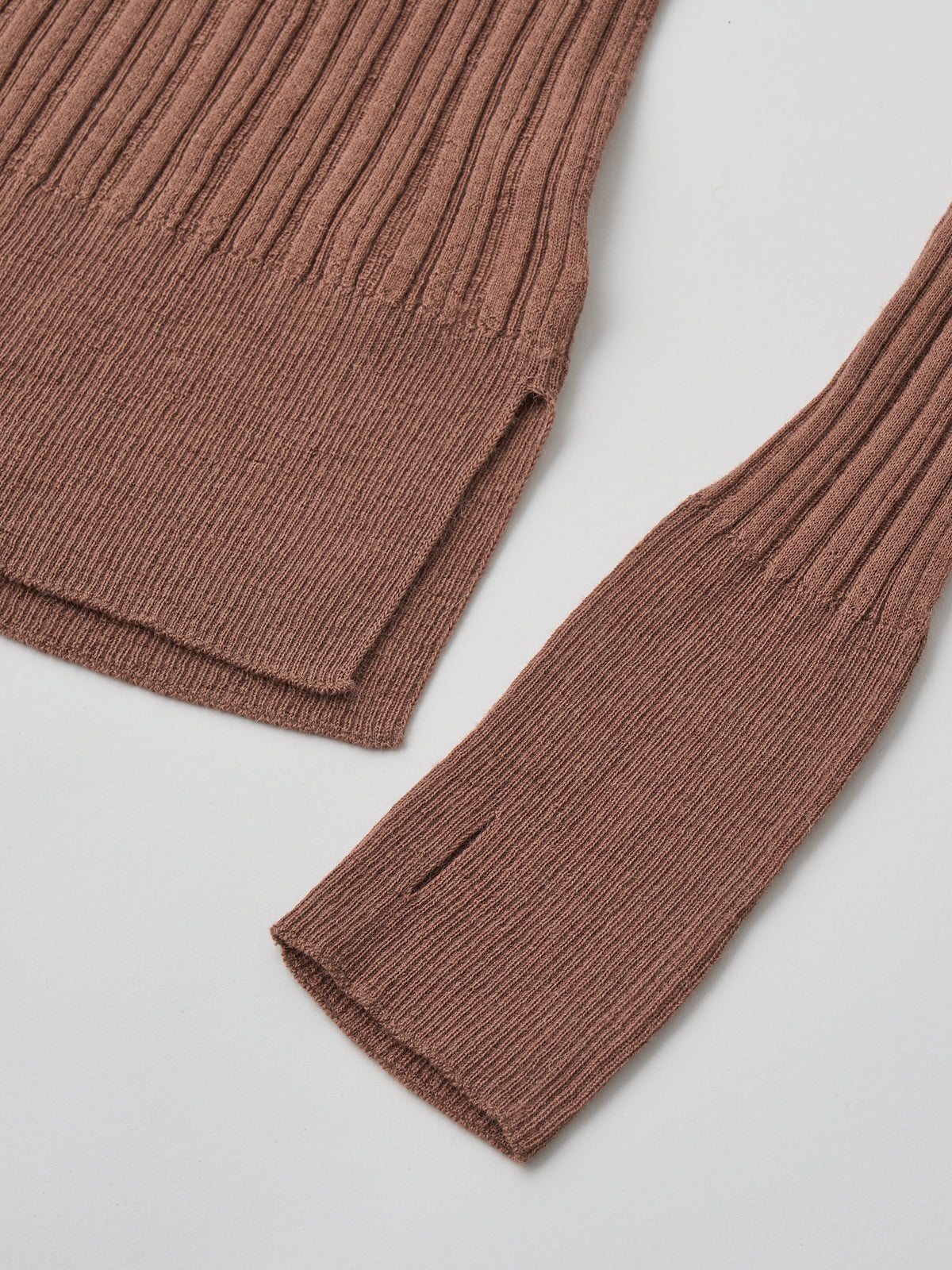 ROYAL BABY ALPACA RANDOM RIBBED-KNIT HIGH-NECK P/O