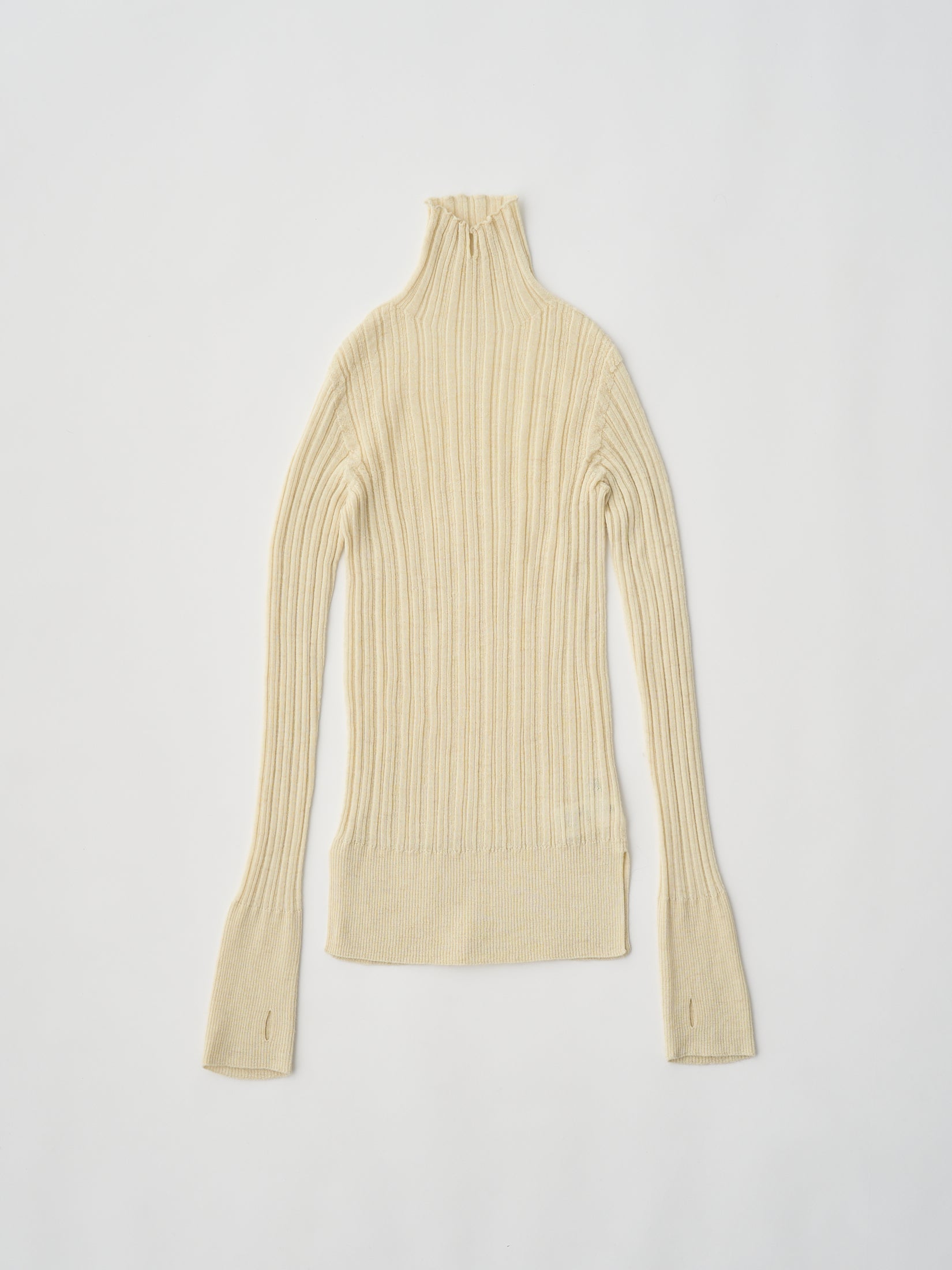 ROYAL BABY ALPACA RANDOM RIBBED-KNIT HIGH-NECK P/O