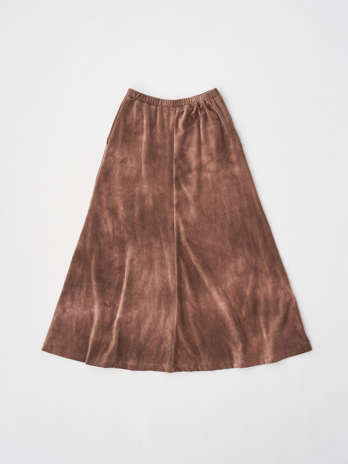 TIE-DYED COTTON VELOUR FLARED SKIRT