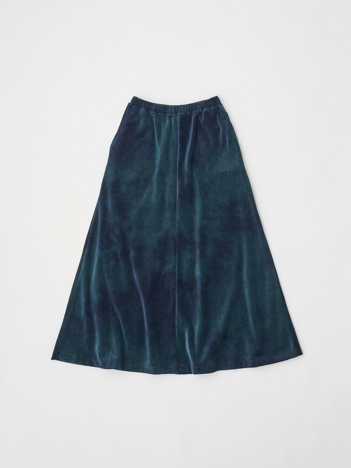TIE-DYED COTTON VELOUR FLARED SKIRT