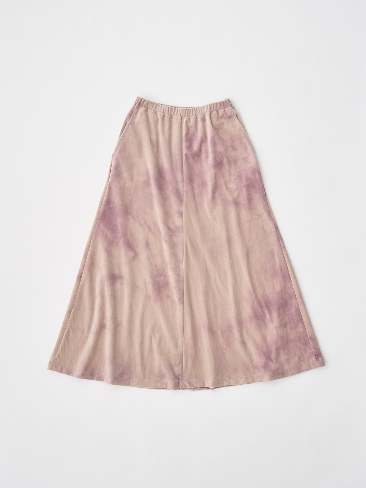 TIE-DYED COTTON VELOUR FLARED SKIRT
