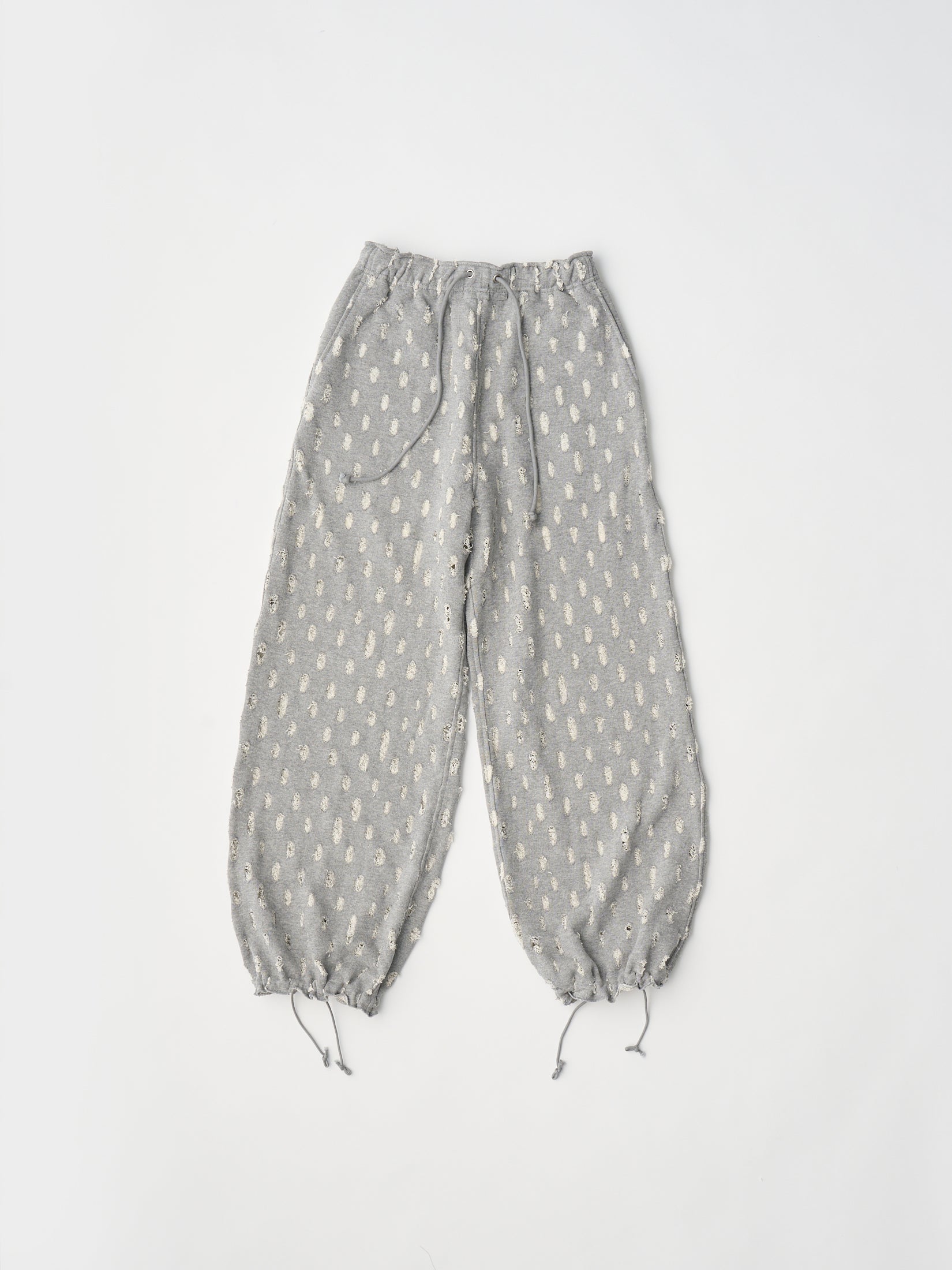 ripped-mesh cotton terry wide-leg sweatpants