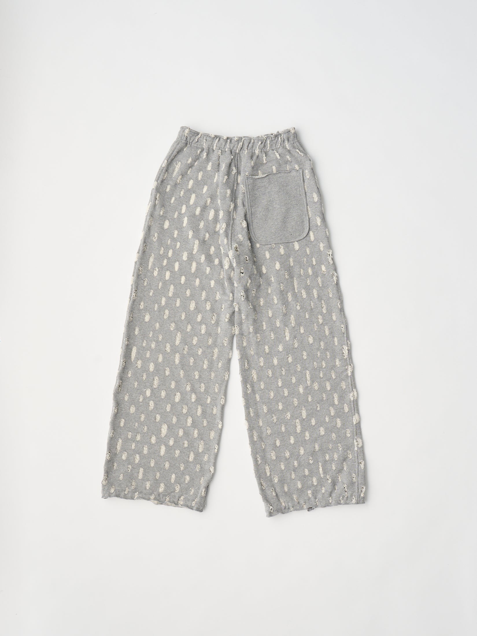 ripped-mesh cotton terry wide-leg sweatpants