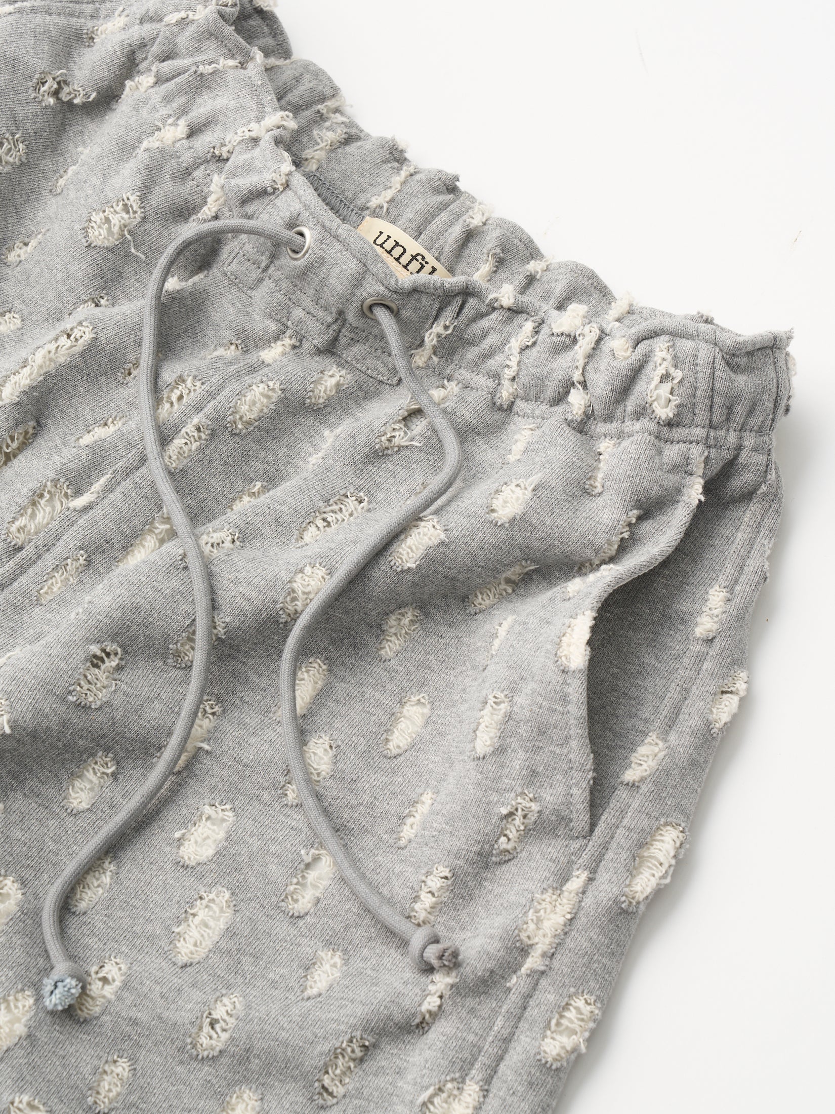 ripped-mesh cotton terry wide-leg sweatpants