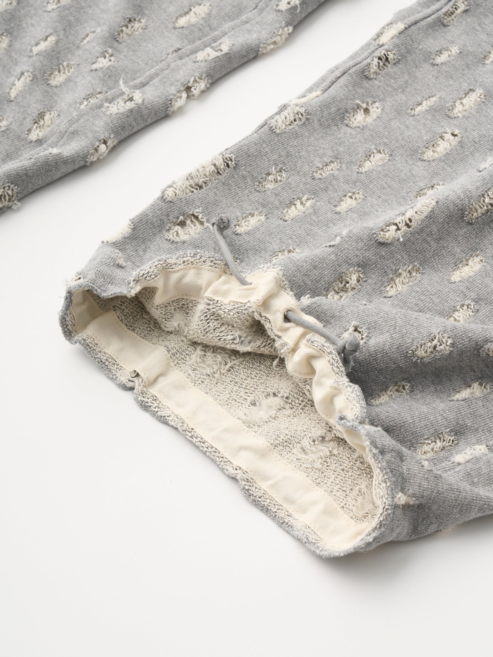 ripped-mesh cotton terry wide-leg sweatpants