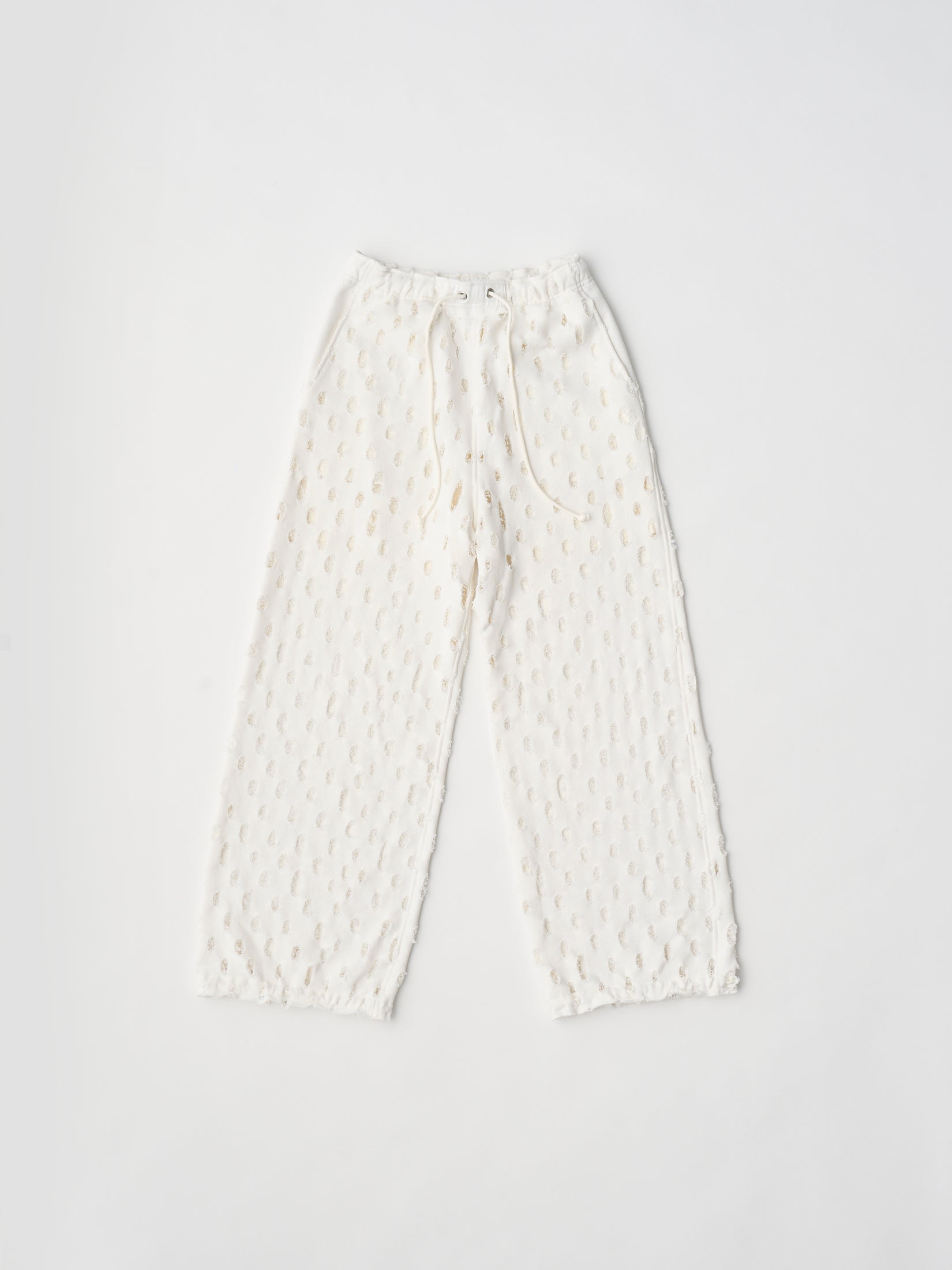 ripped-mesh cotton terry wide-leg sweatpants